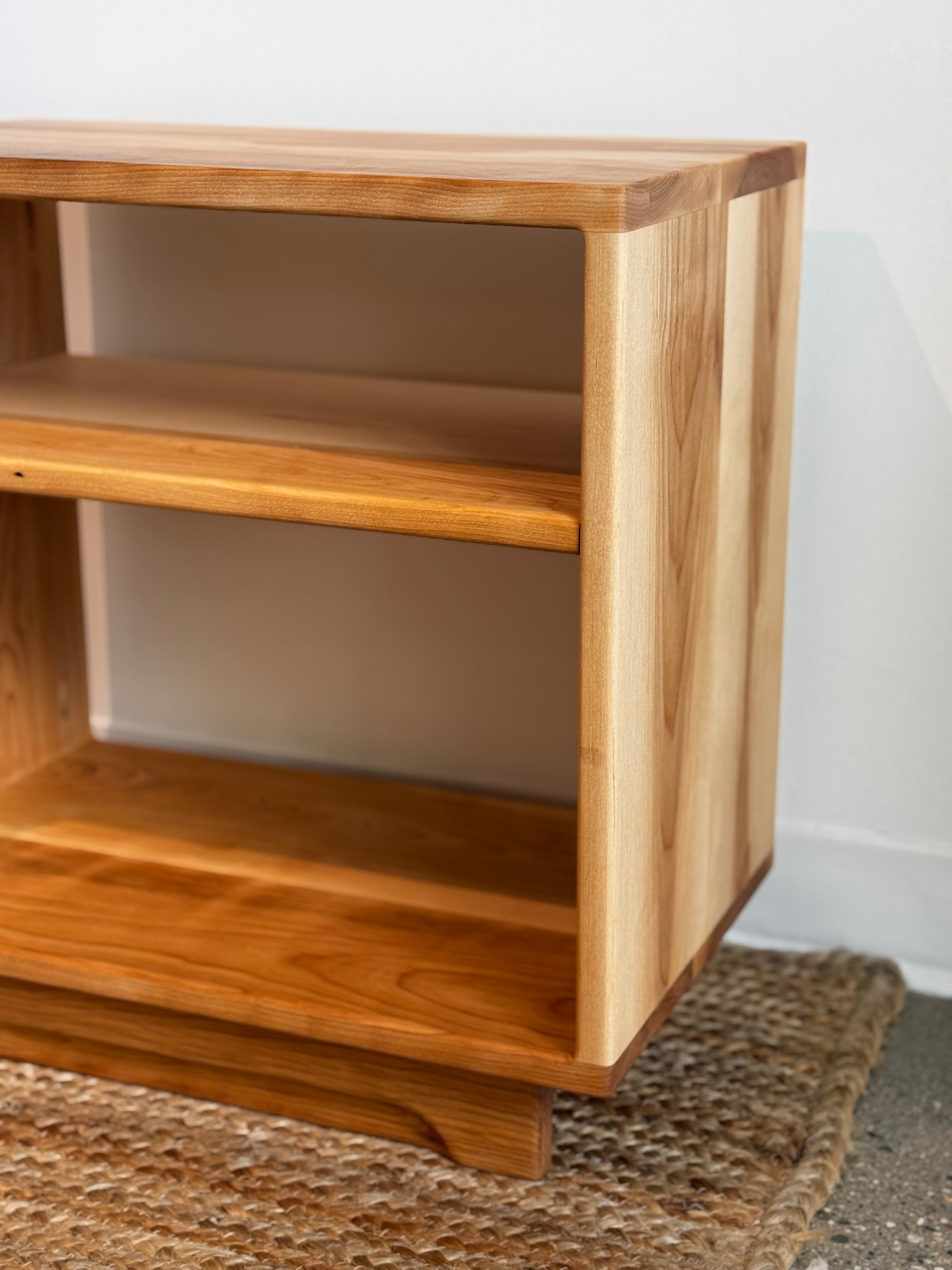 Adrift Birchwood Bedside Table - angled picture highlighting smooth corner