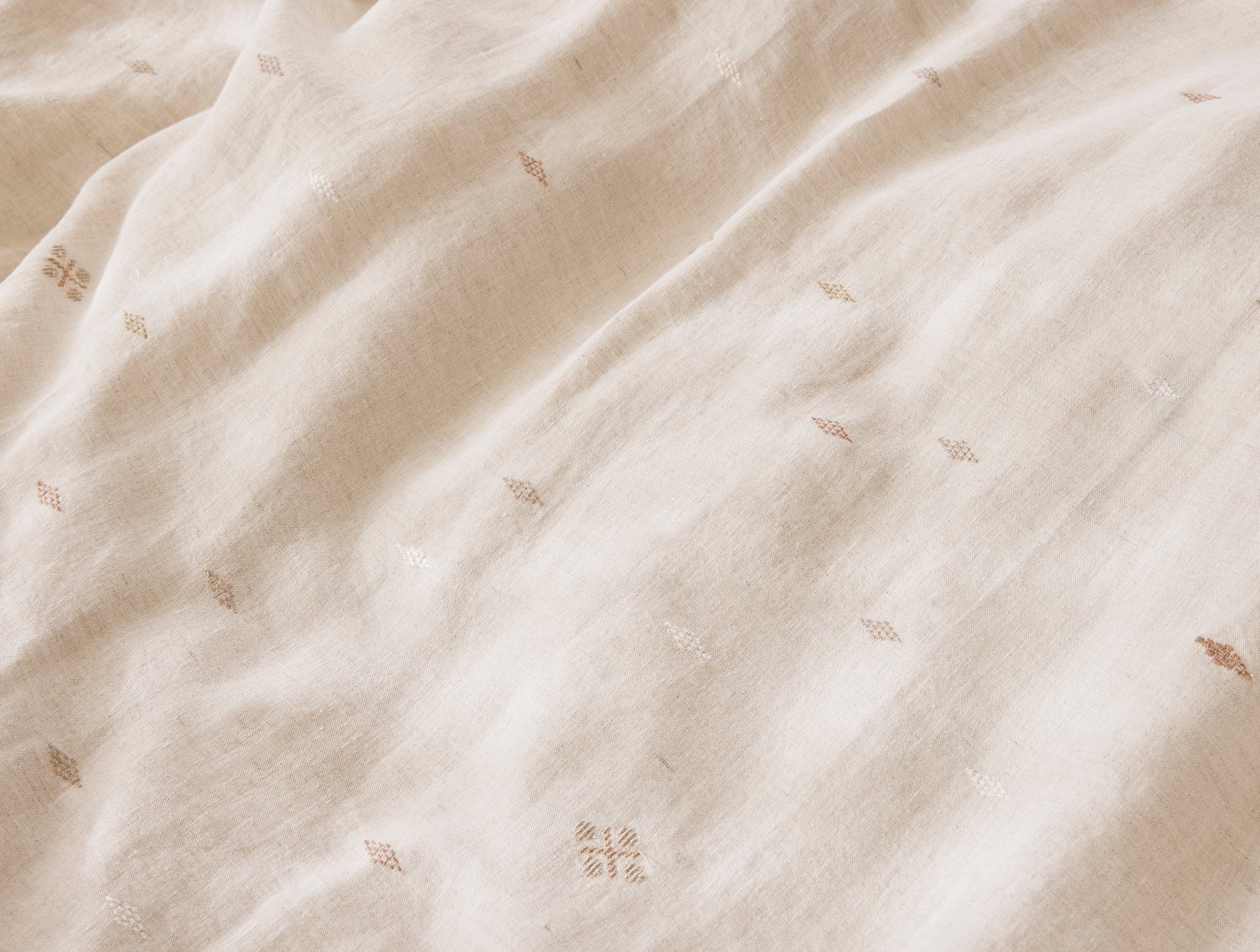 Cambria Embroidered Organic Linen Duvet Cover