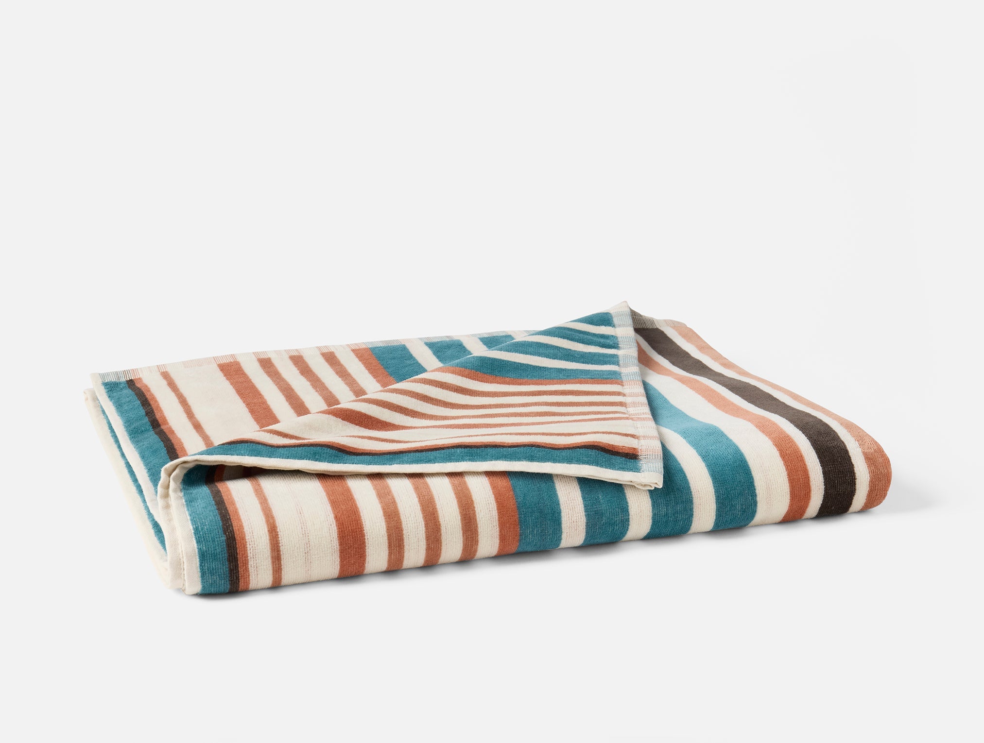 Coyuchi Dawn Stripe Organic Beach Towel Aquamarine #colour_aquamarine stripe