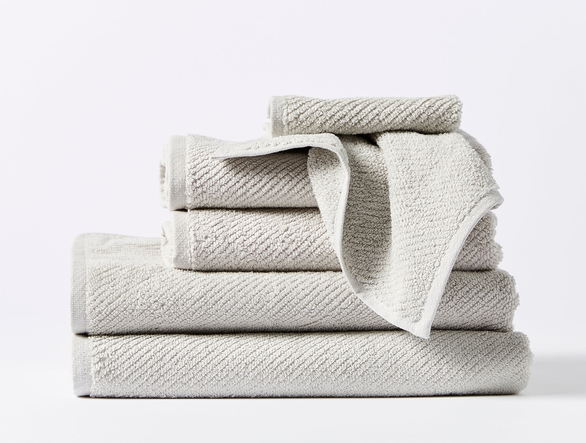 Coyuchi Organic Air Weight Towel - stacked #color_fog