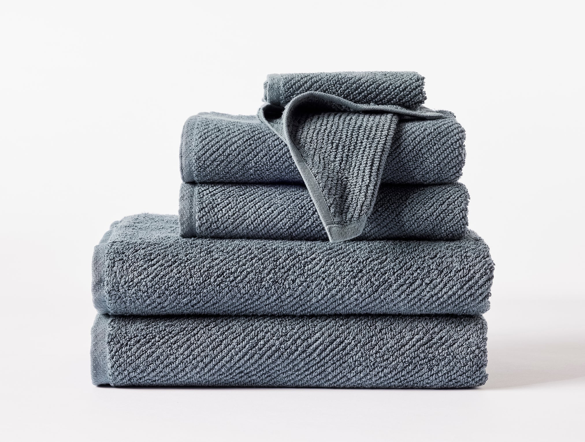 Coyuchi Organic Air Weight Towel - stacked #color_gulf