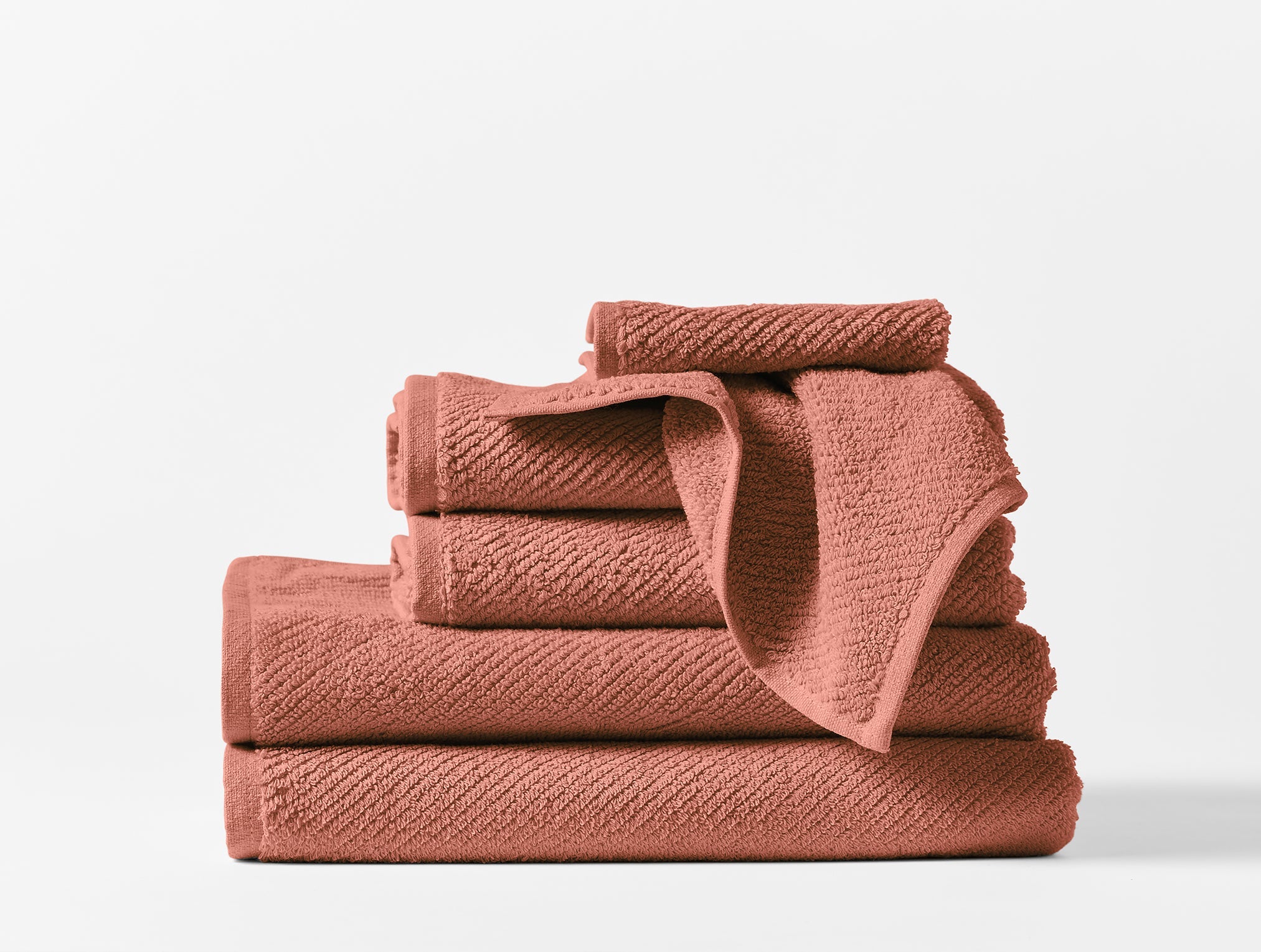 Coyuchi Organic Air Weight Towel - stacked #color_sedona