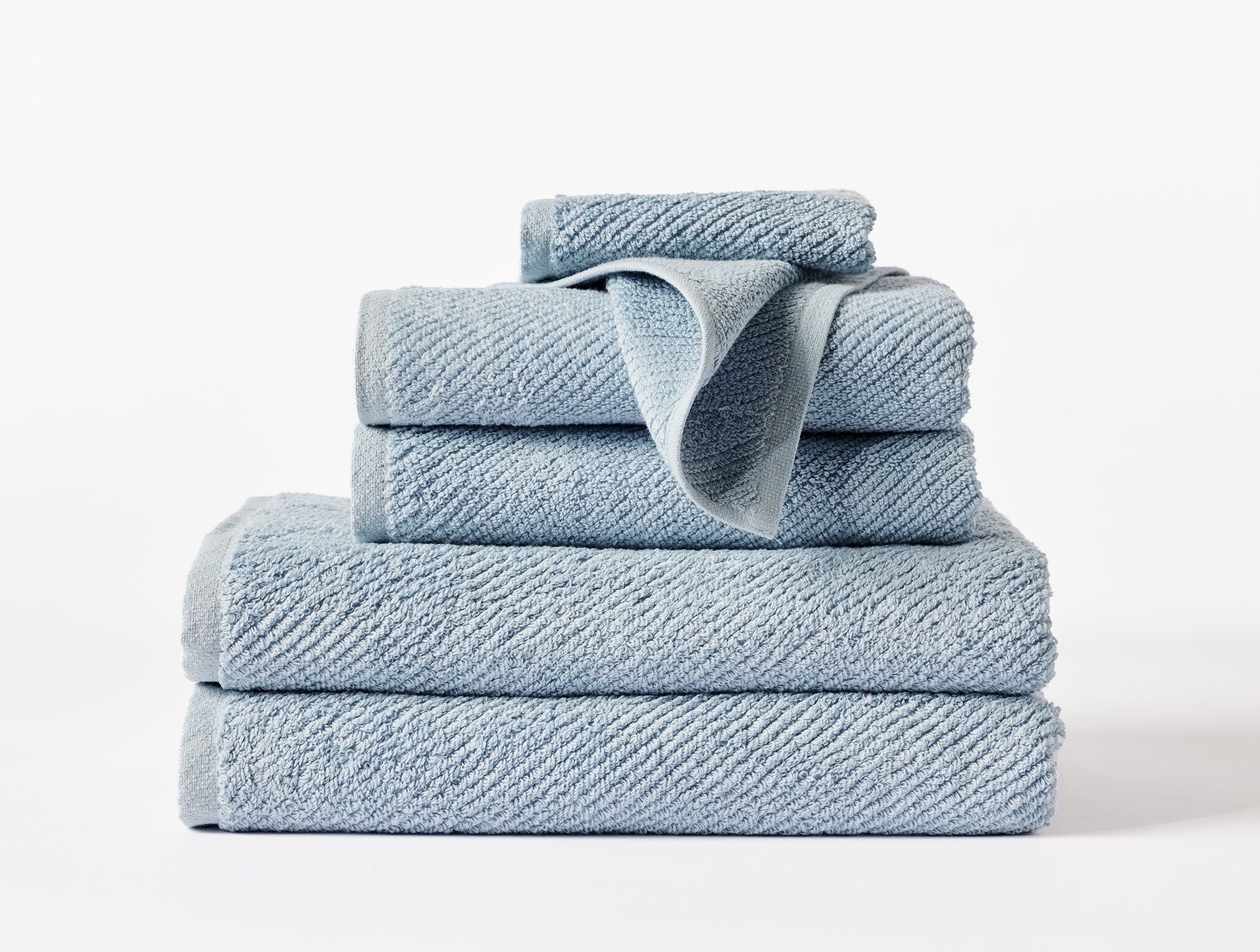 Coyuchi Organic Air Weight Towel - stacked #color_stone blue