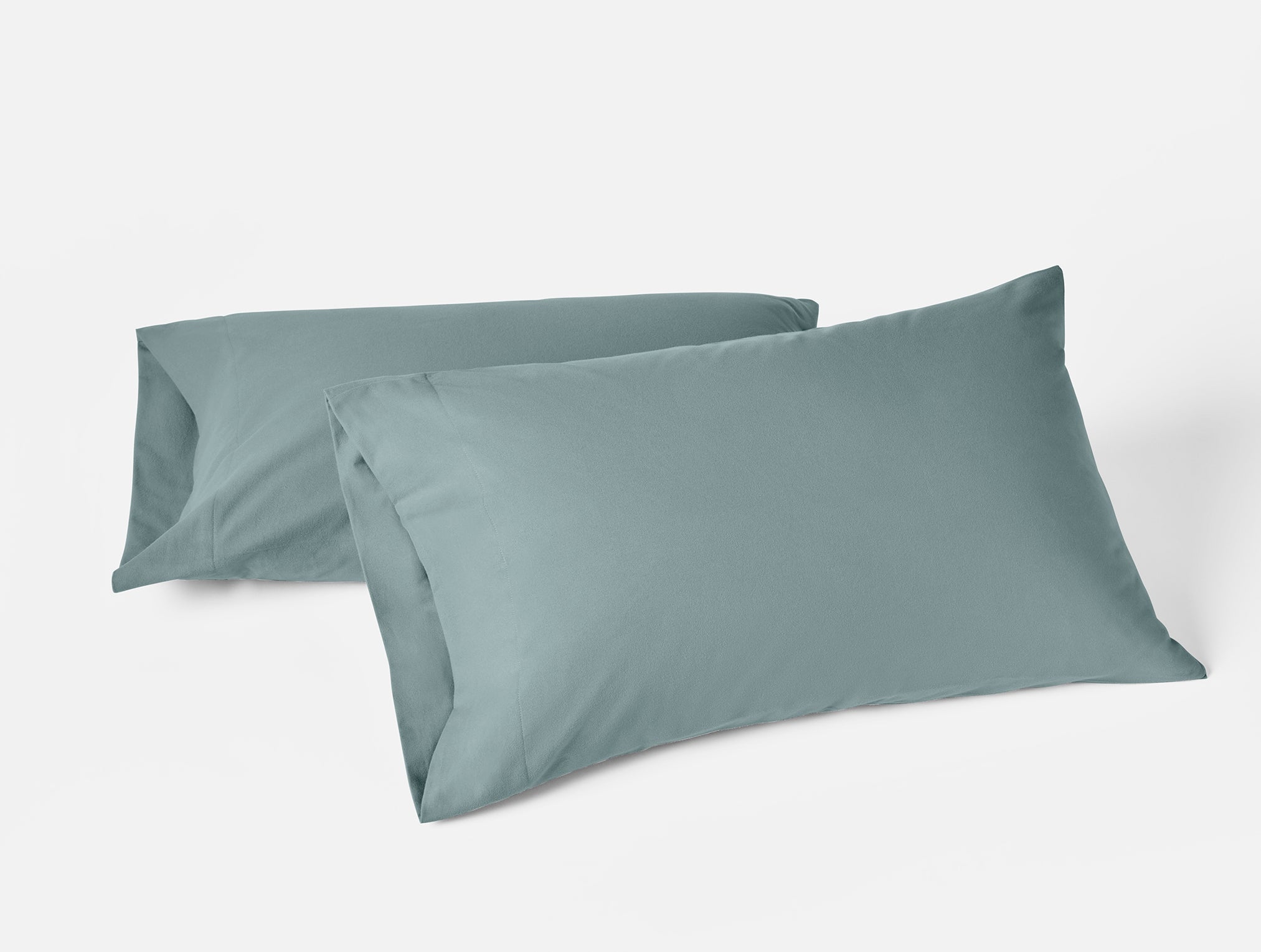 Coyuchi Organic Cloud Brushed Flannel Pillowcase - stacked #colour_lagoon