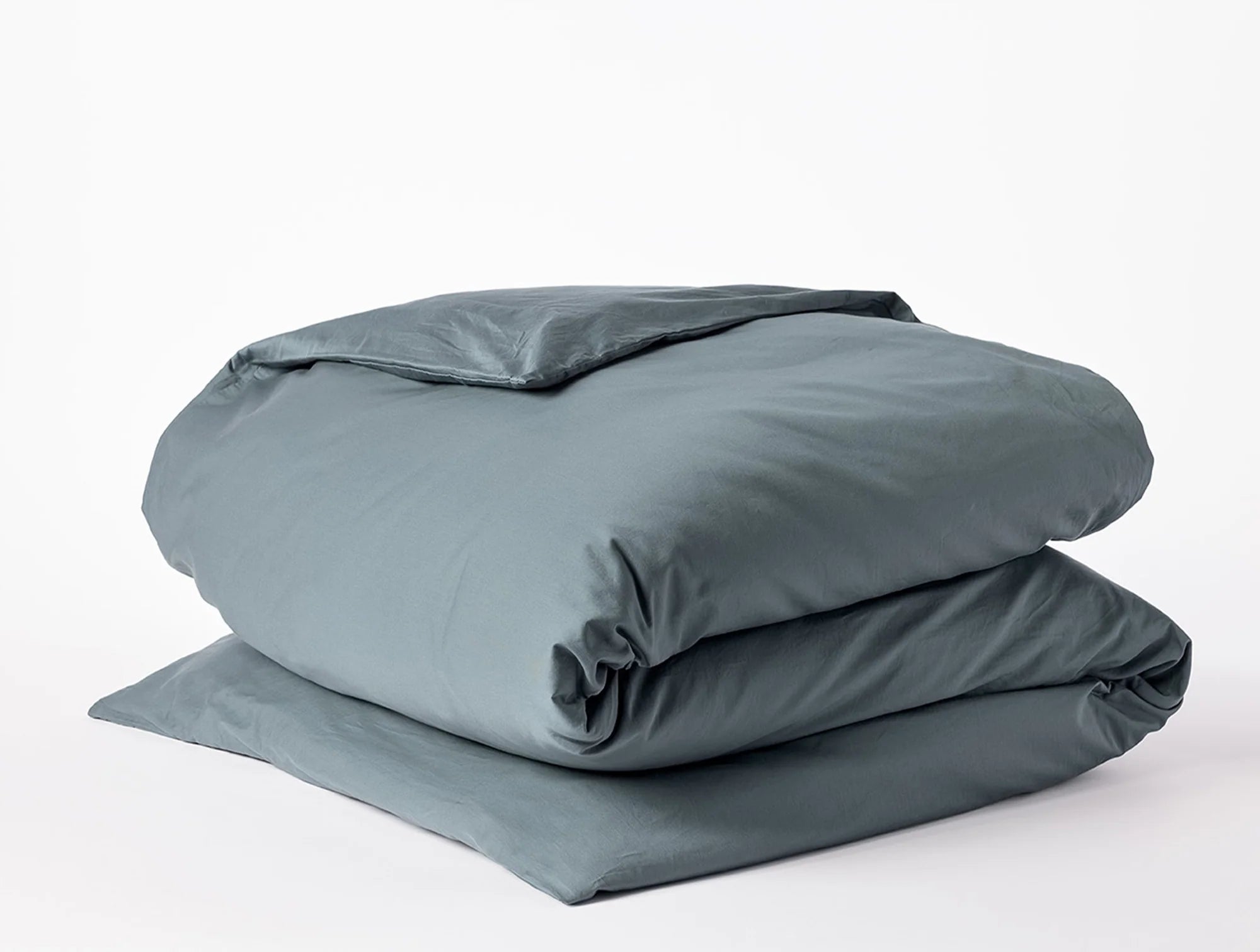 Coyuchi Organic Cloud Soft Sateen Duvet Cover - folded #colour_gulf