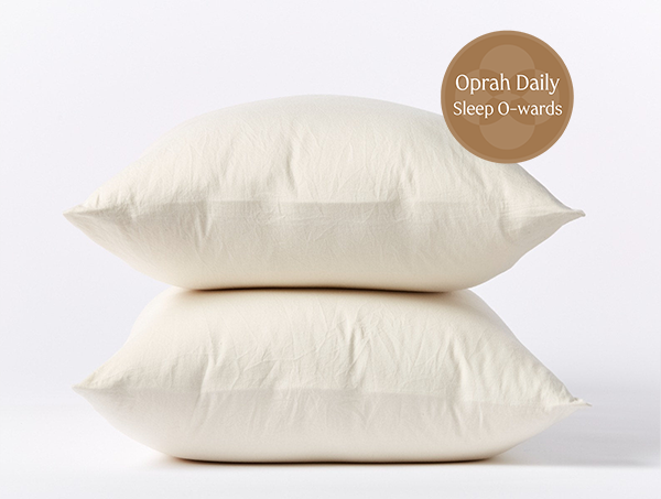 Coyuchi Organic Cloud Soft Sateen Pillowcase - stacked pillow Oprah Daily Sleep O-wards #colour_none