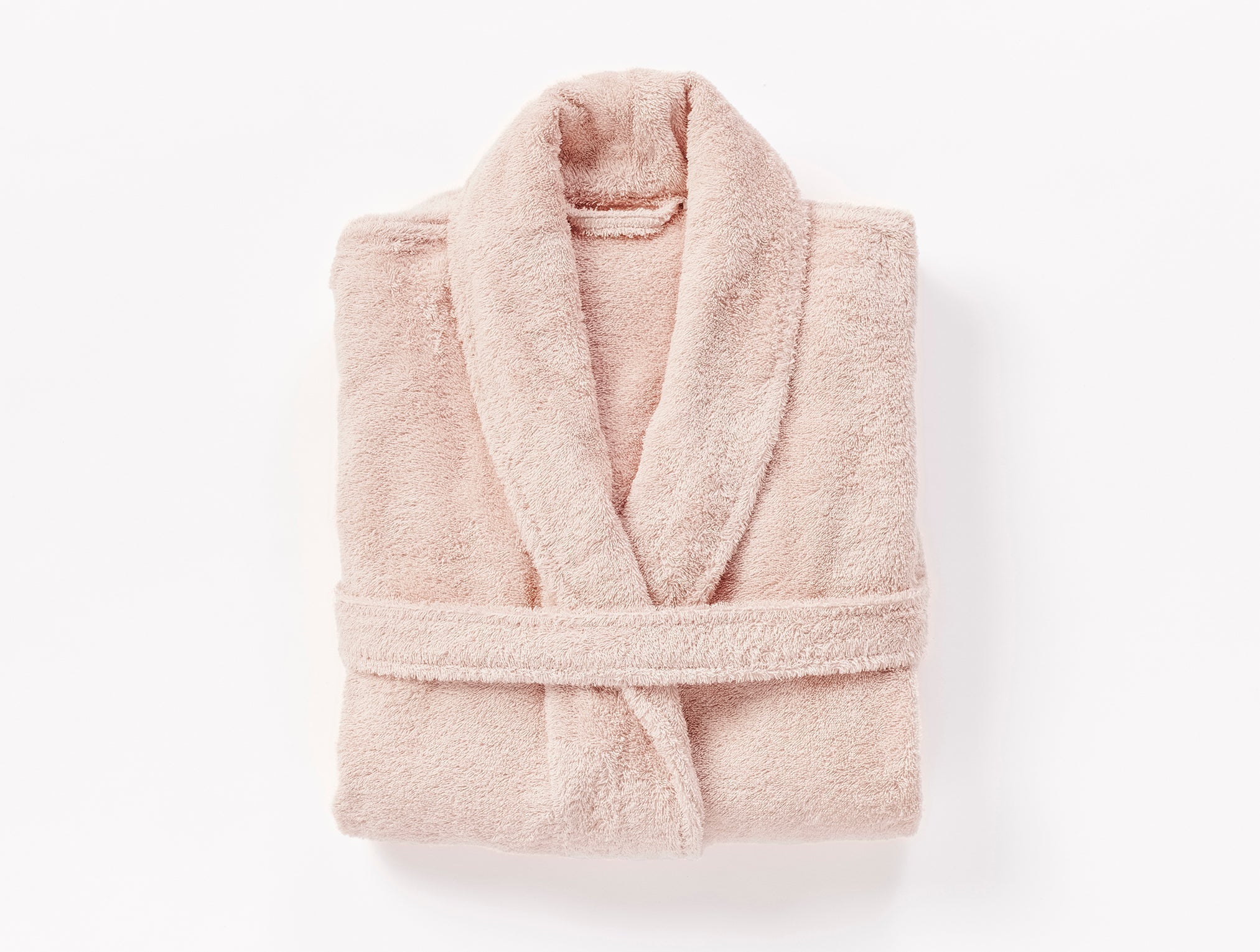 Coyuchi Organic Cotton Unisex Cloud Loom Robe - folded #colour_cherry blossom