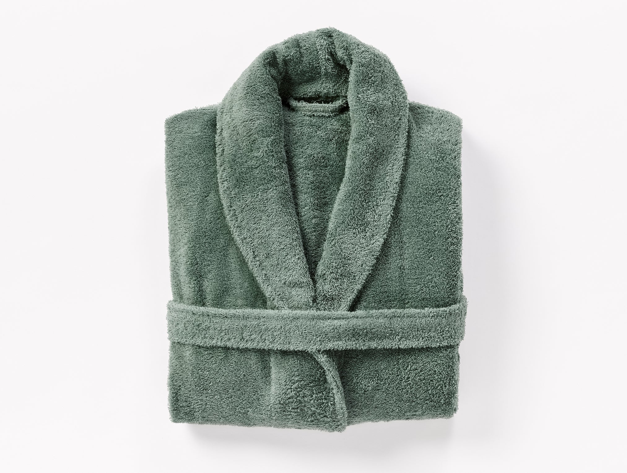 Coyuchi Organic Cotton Unisex Cloud Loom Robe - folded #colour_juniper