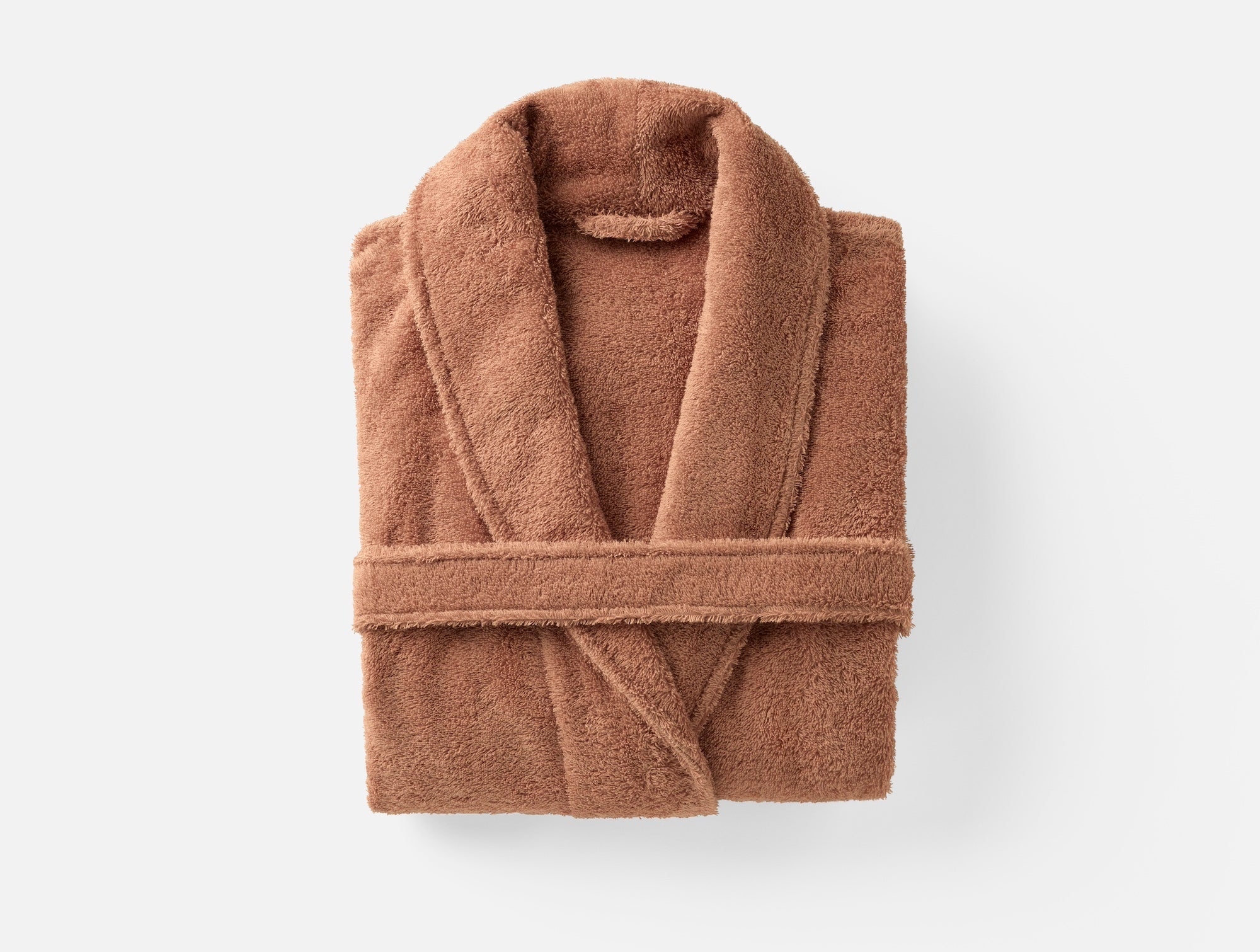 Coyuchi Organic Cotton Unisex Cloud Loom Robe - folded #colour_Praline