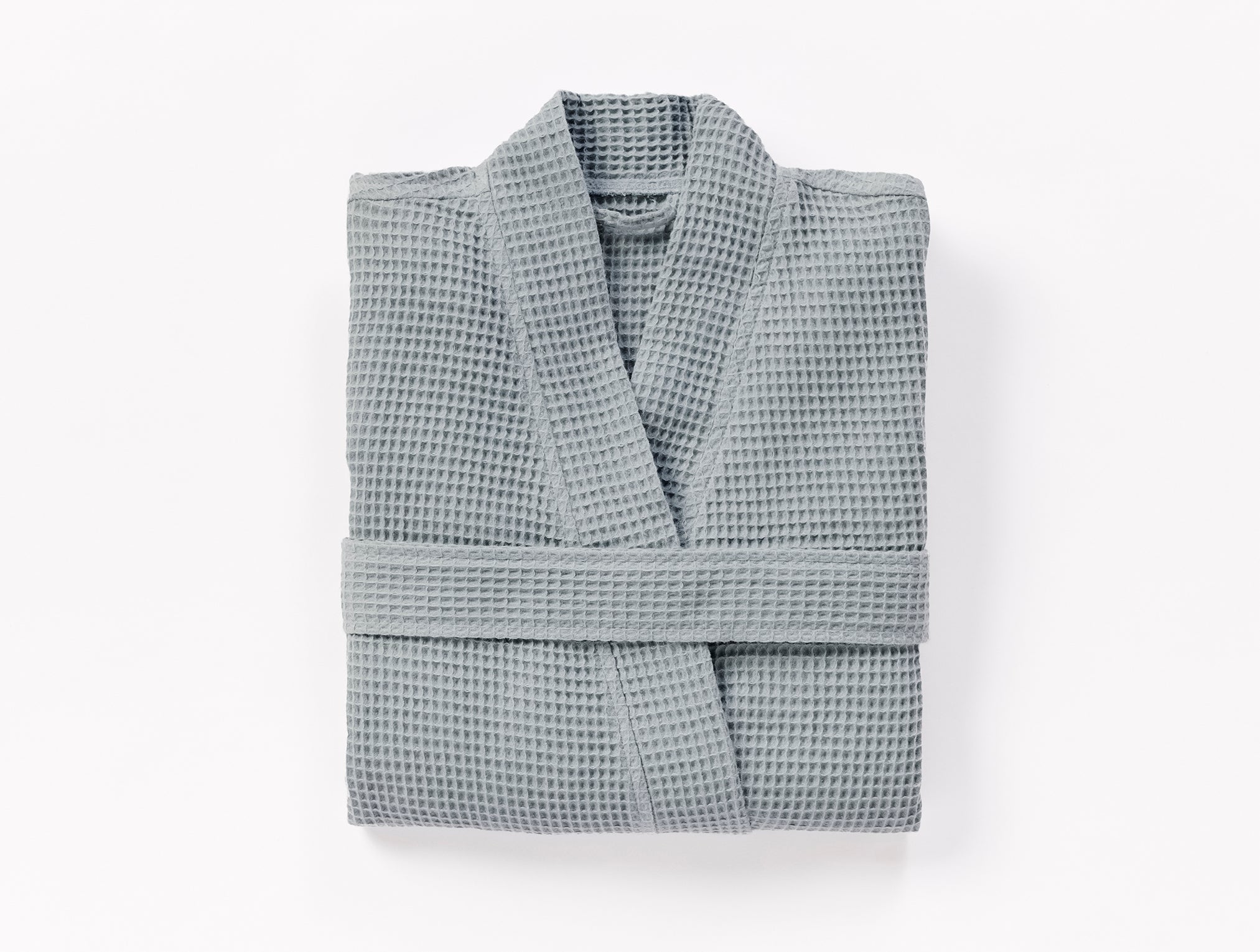 Coyuchi Organic Cotton Unisex Waffle Robe - folded #colour_lagoon