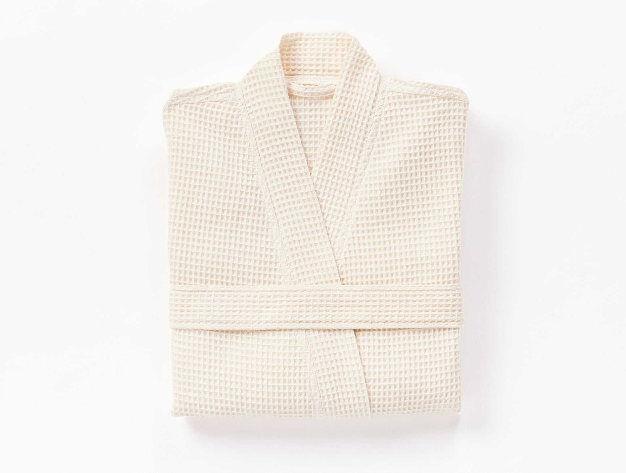 Coyuchi Organic Cotton Unisex Waffle Robe - folded #colour_undyed