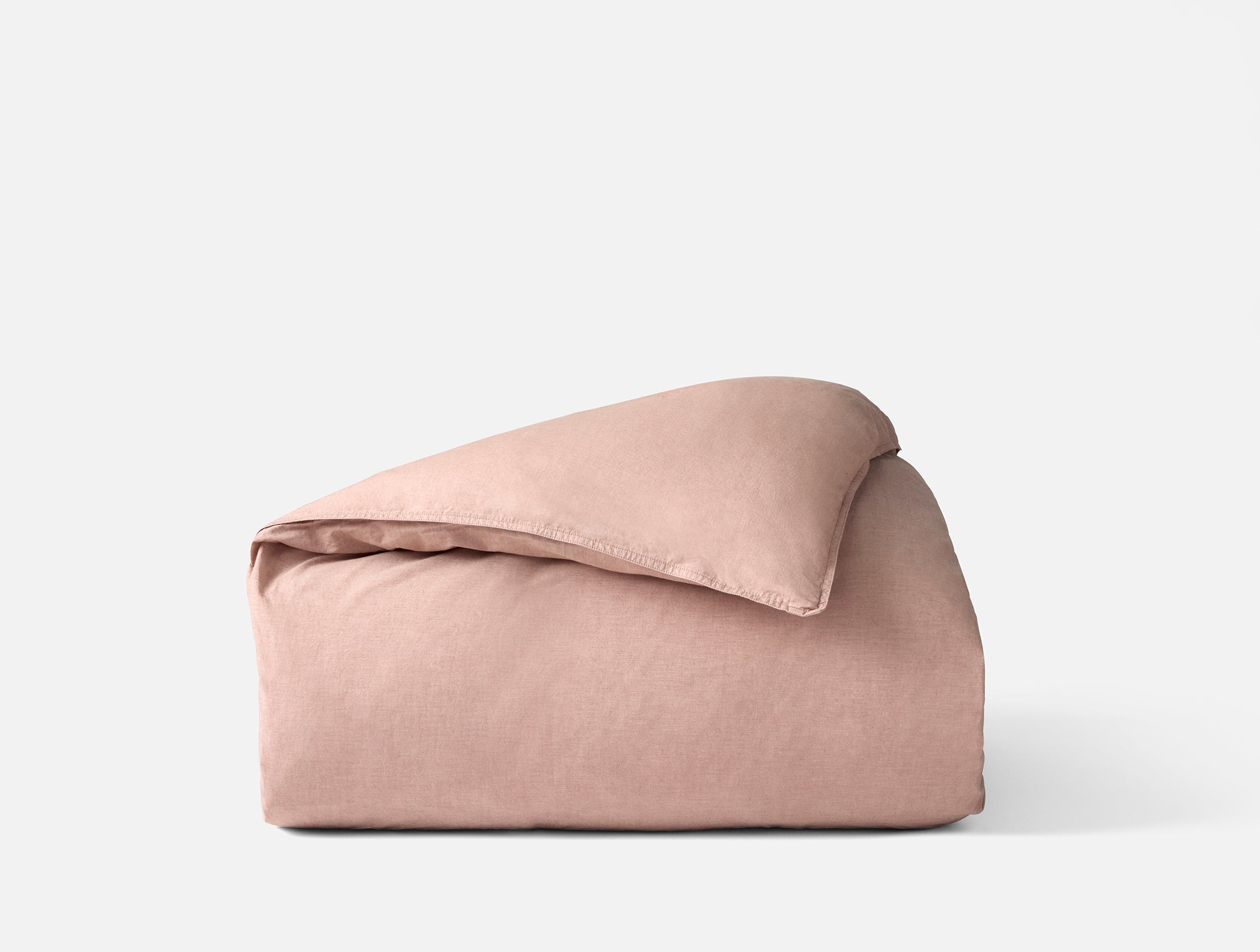 Coyuchi Organic Crinkled Percale Duvet Cover - folded #colour_praline chambray
