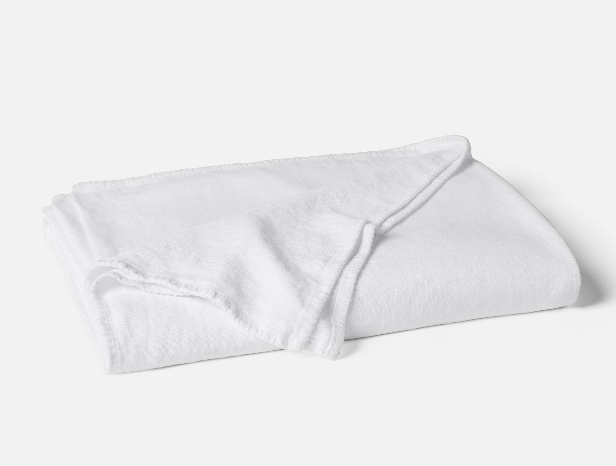 Coyuchi Organic Helena Linen Throw - folded #colour_alpine white