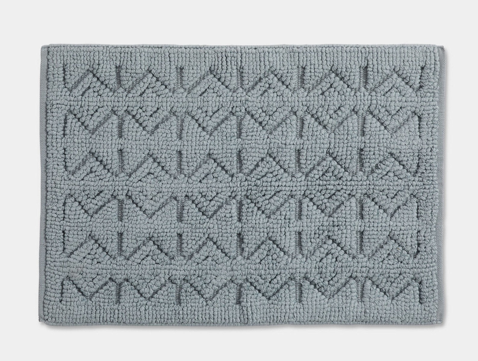 Coyuchi Organic Mosaic Canyon Bath Rug #colour_Palest Ocean w/ Slate