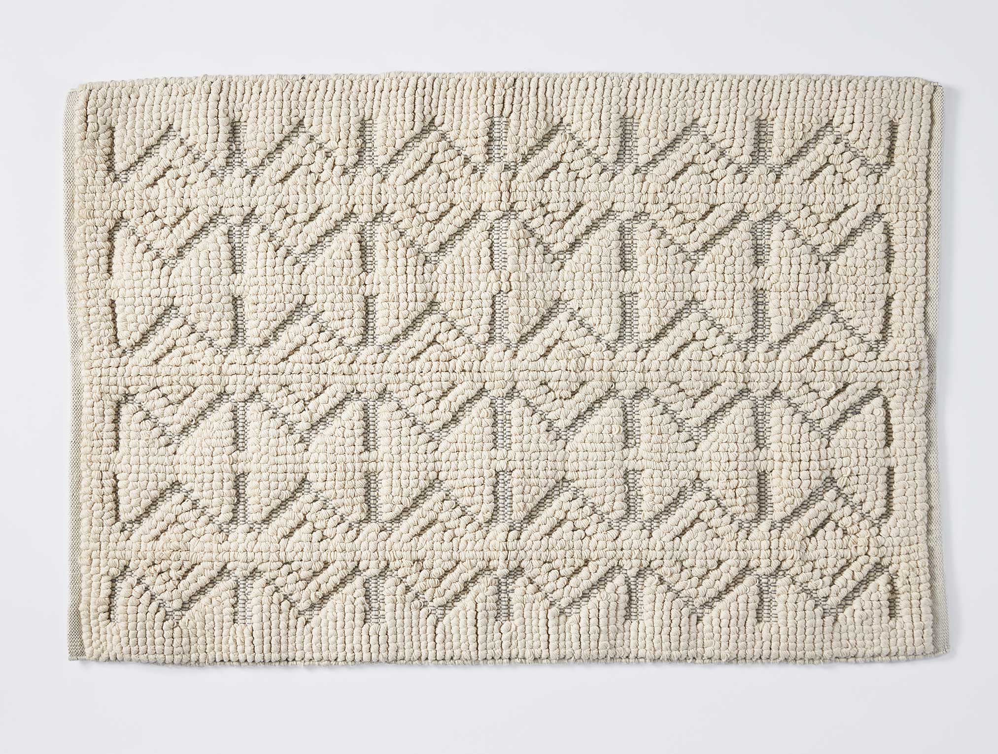 Coyuchi Organic Mosaic Canyon Bath Rug #colour_Undyed w/ Slate