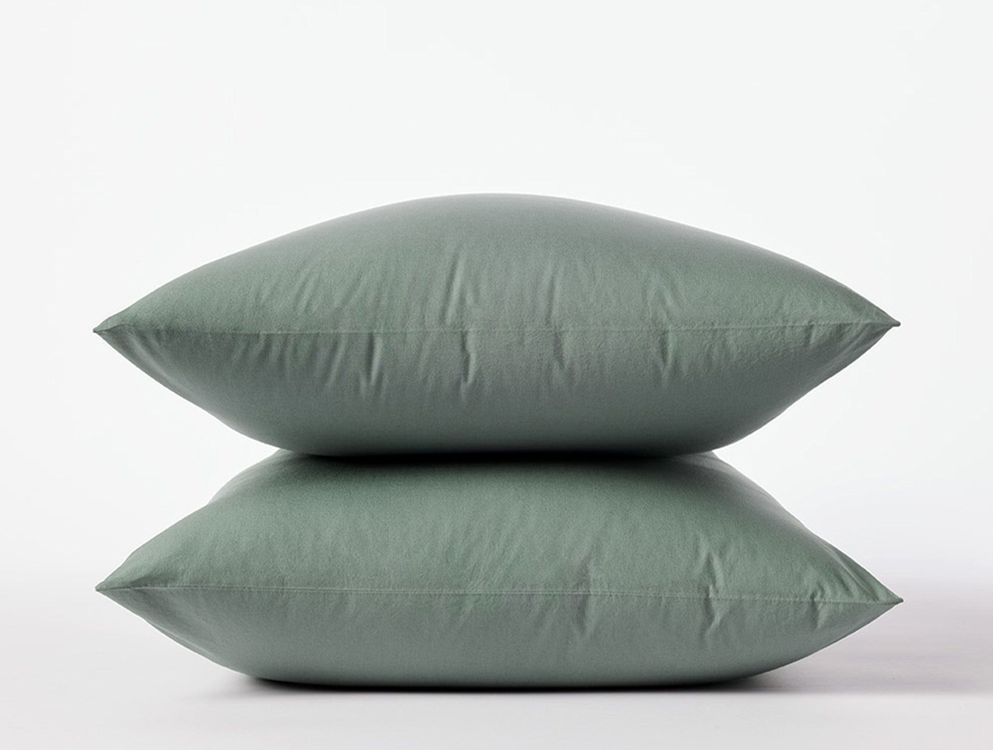 Coyuchi Organic Refined Percale Pillowcase - stacked white background #colour_juniper