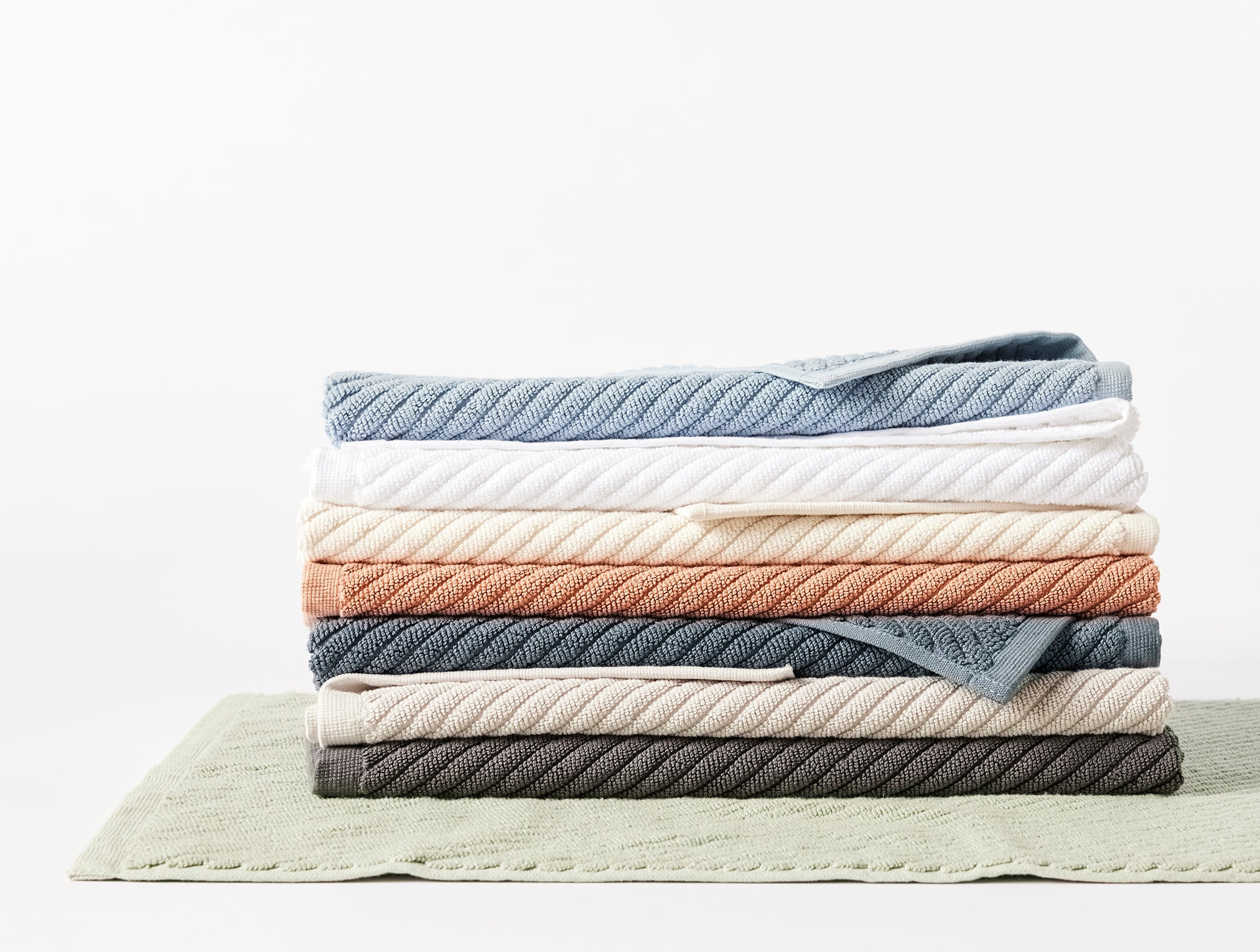 Coyuchi Organic Twill Bath Mat - all colours stacked #colour_