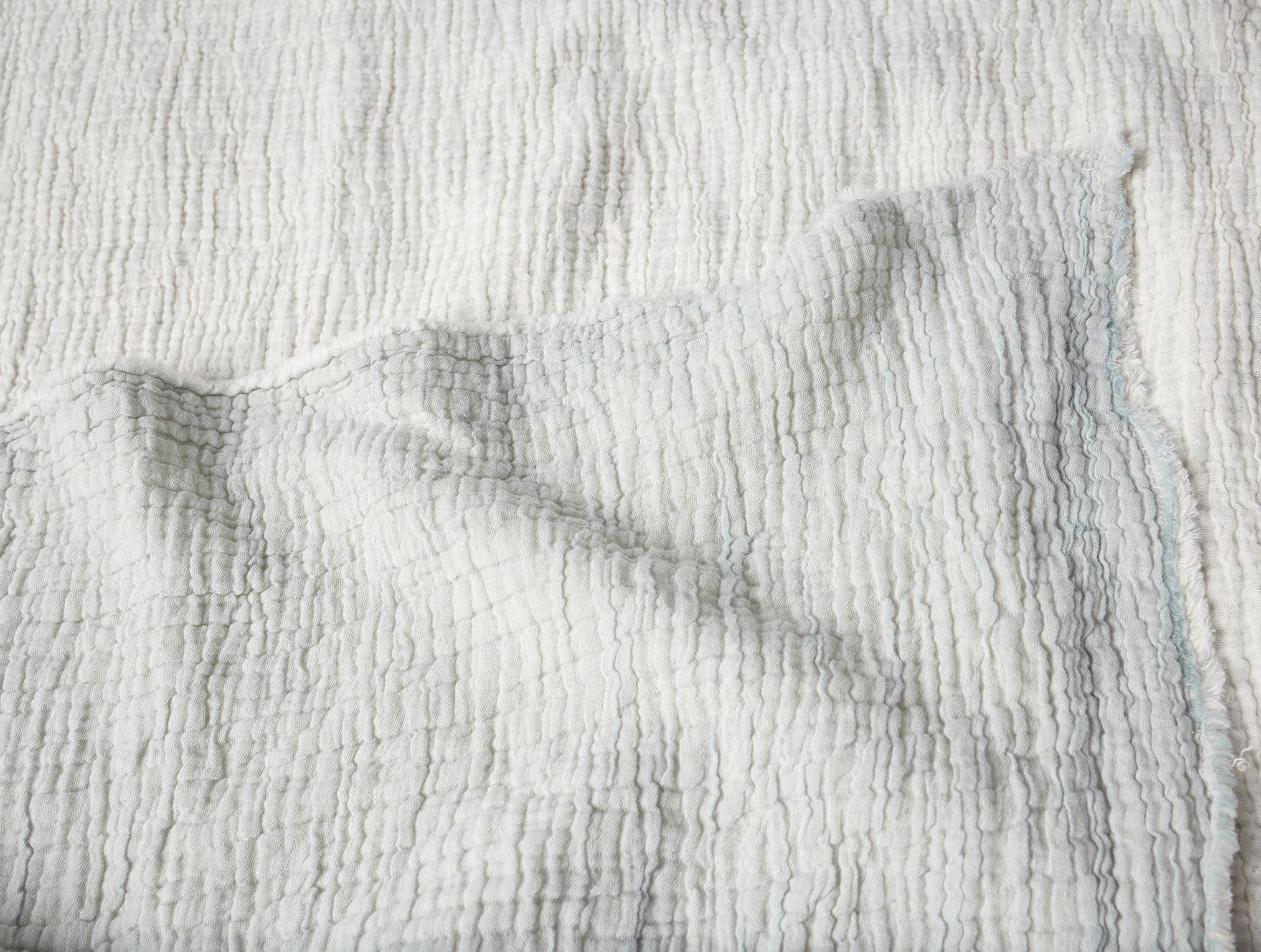 Coyuchi Topanga Organic Cotton Matelasse Throw - close up #colour_tidal chambray