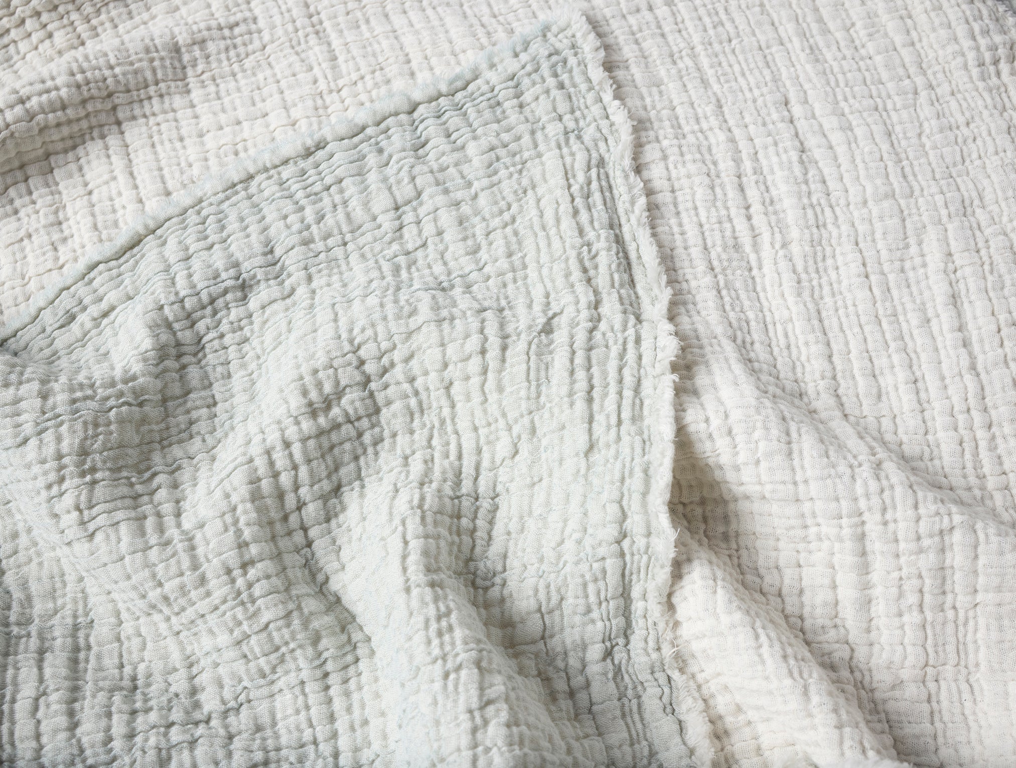 Coyuchi Topanga Organic Matelasse Blanket - close up of texture #colour_tidal chambray