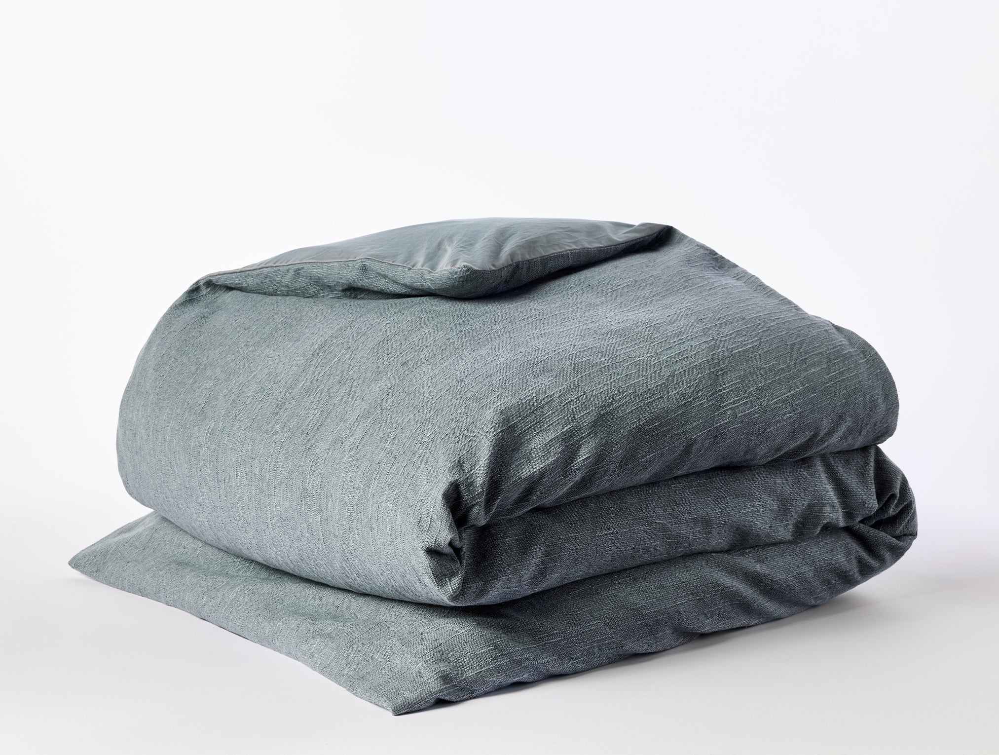 Coyuchi Toro Canyon Organic Duvet Cover - folded #Color_marine