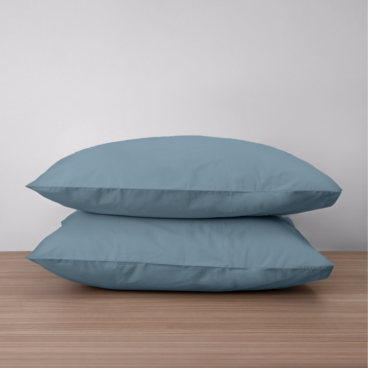Homebird Organic Cotton Percale Pillowcase #colour_aqua blue