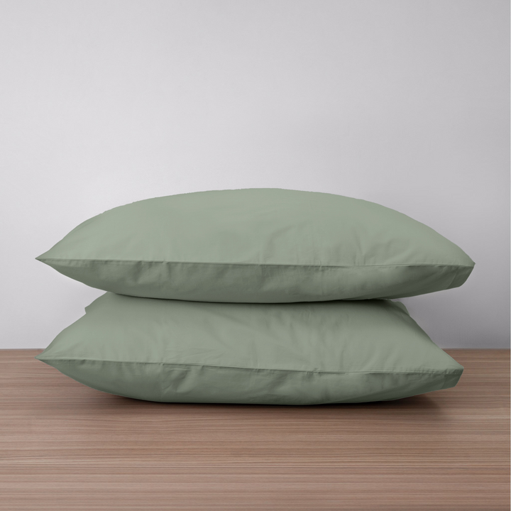 Homebird Organic Cotton Percale Pillowcase #colour_green