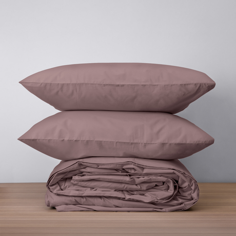 Homebird Organic Percale Duvet Cover and Pillowcases - stacked #colour_dusk