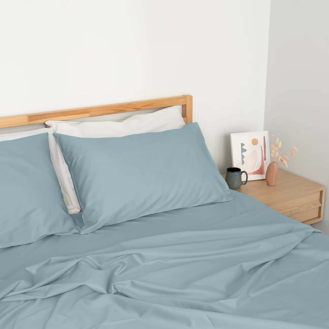 Homebird Organic Percale Flat Sheet #colour_aqua blue
