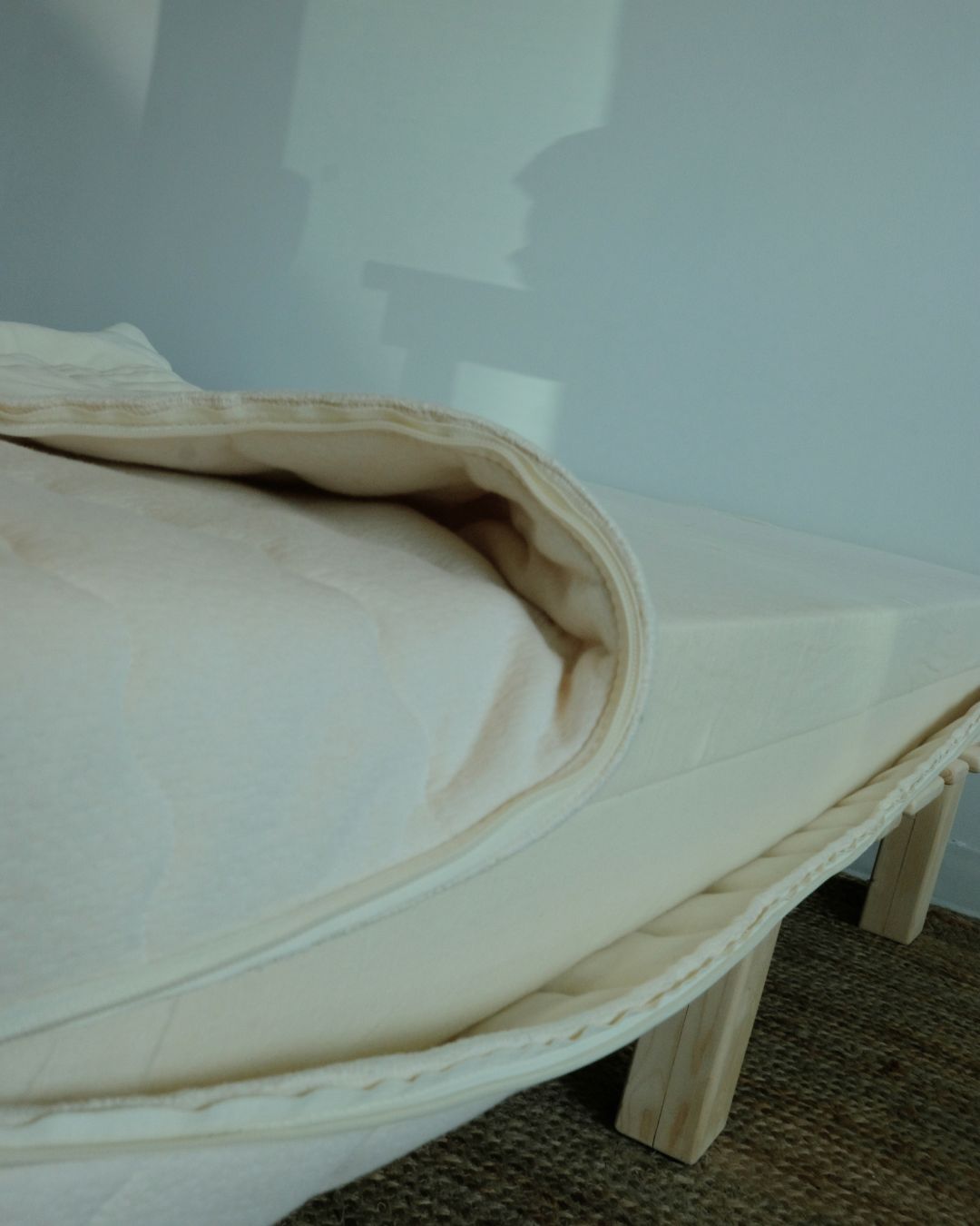 Kakun Organic Latex Kids Mattress - opened showing organic latex layers
