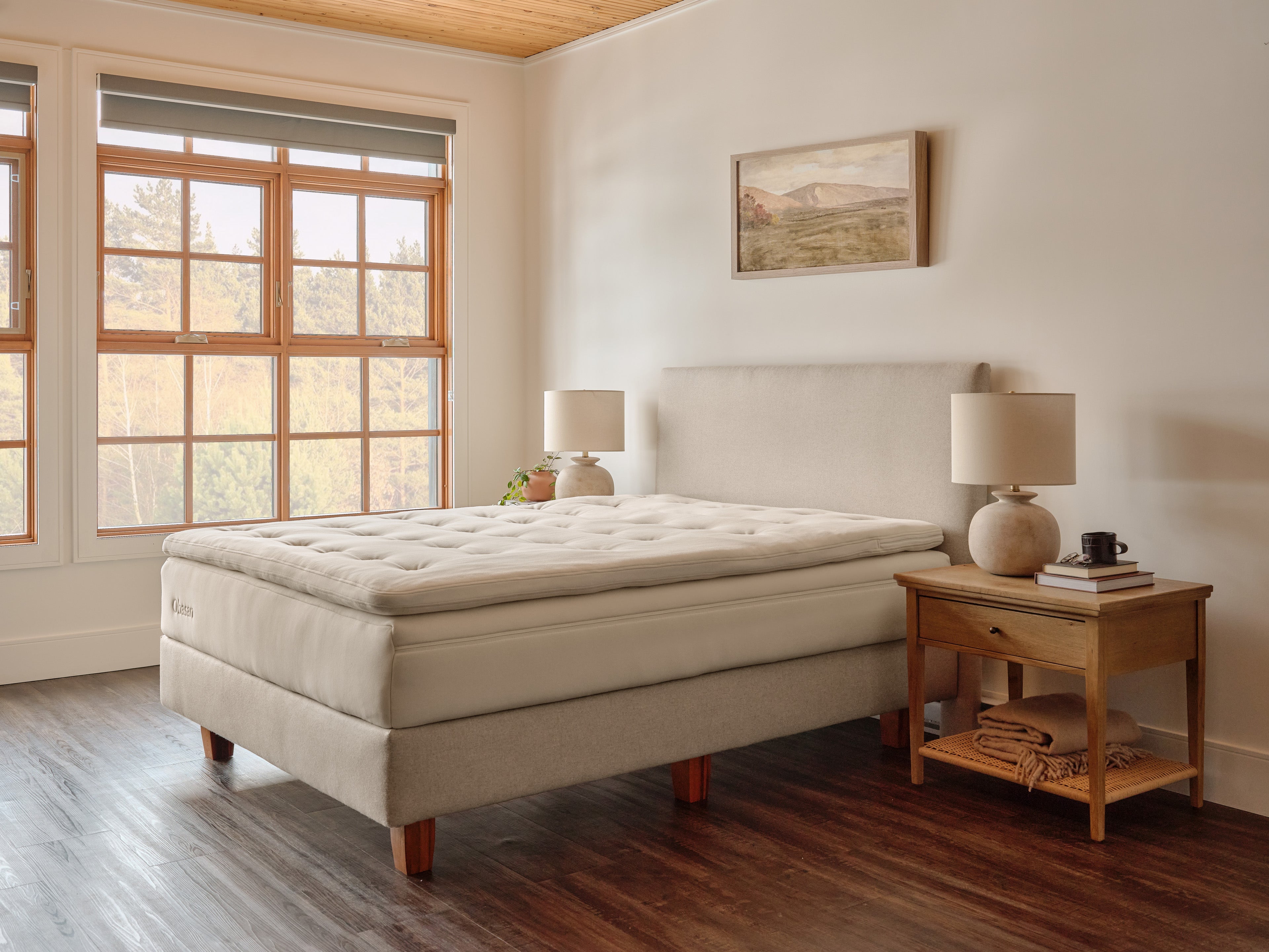 Obasan Organic Latex Deluxe Mattress - natural light bedroom featuring mattress