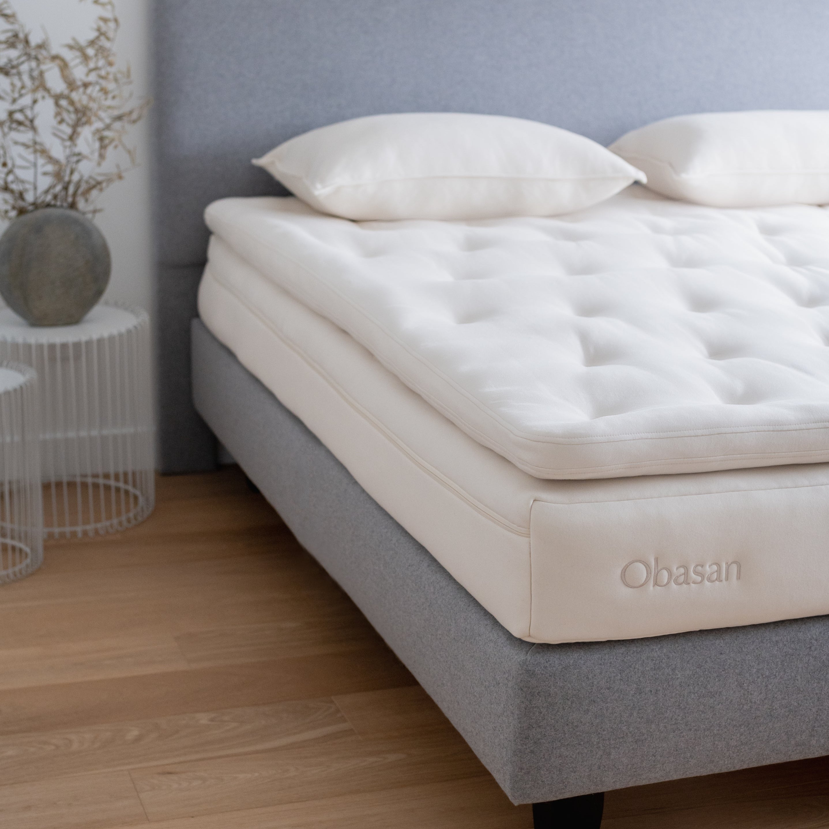 8 inches of pressure-relieving organic latex, wrapped in organic cotton and wool