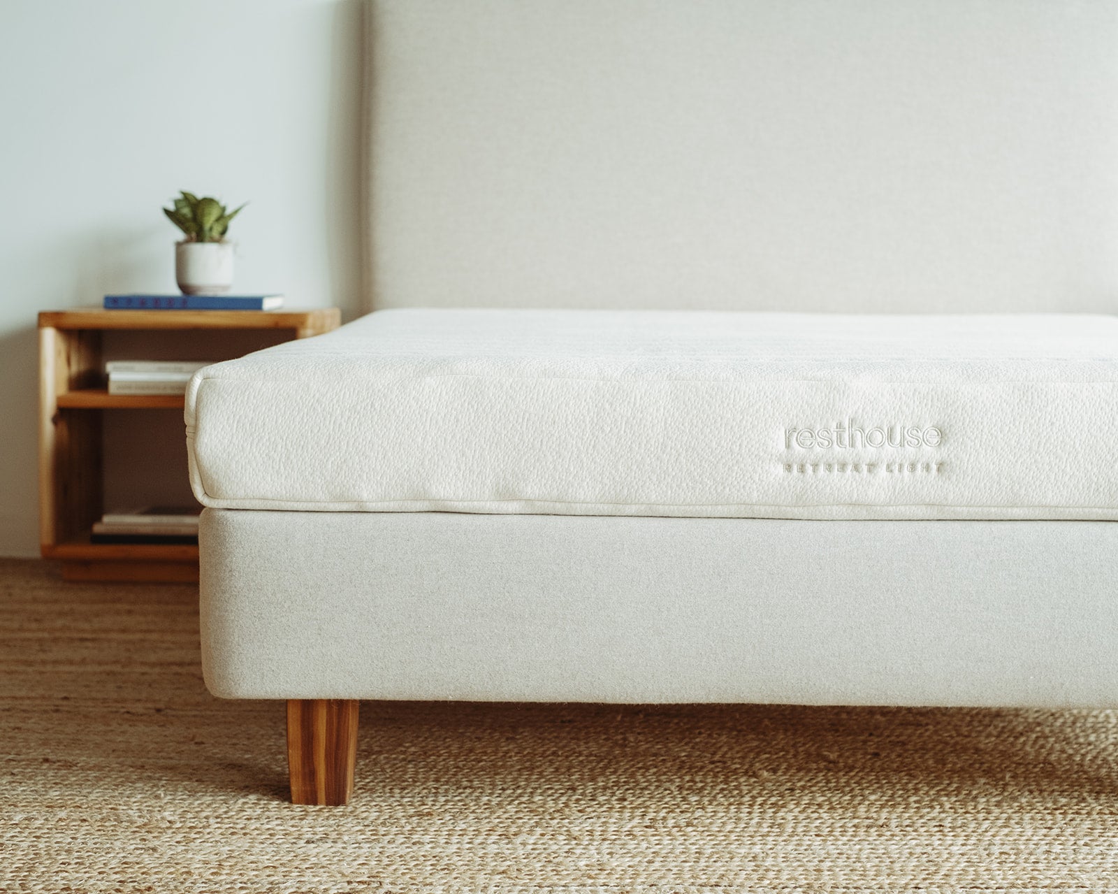 Resthouse Retreat Light Organic Latex Mattress - front view of mattress on foundation