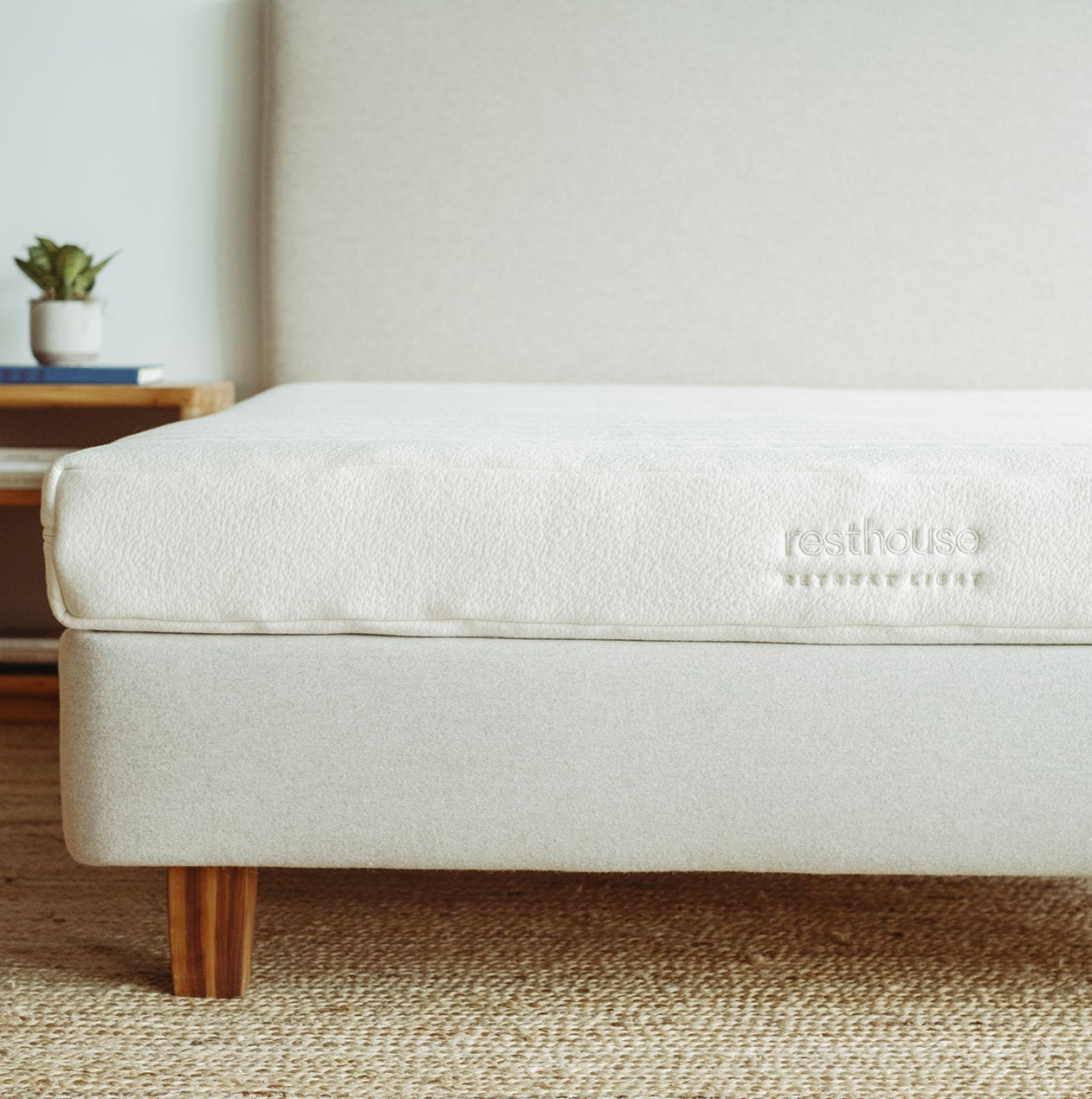 Resthouse Retreat Light Organic Latex Mattress - front view of mattress on foundation