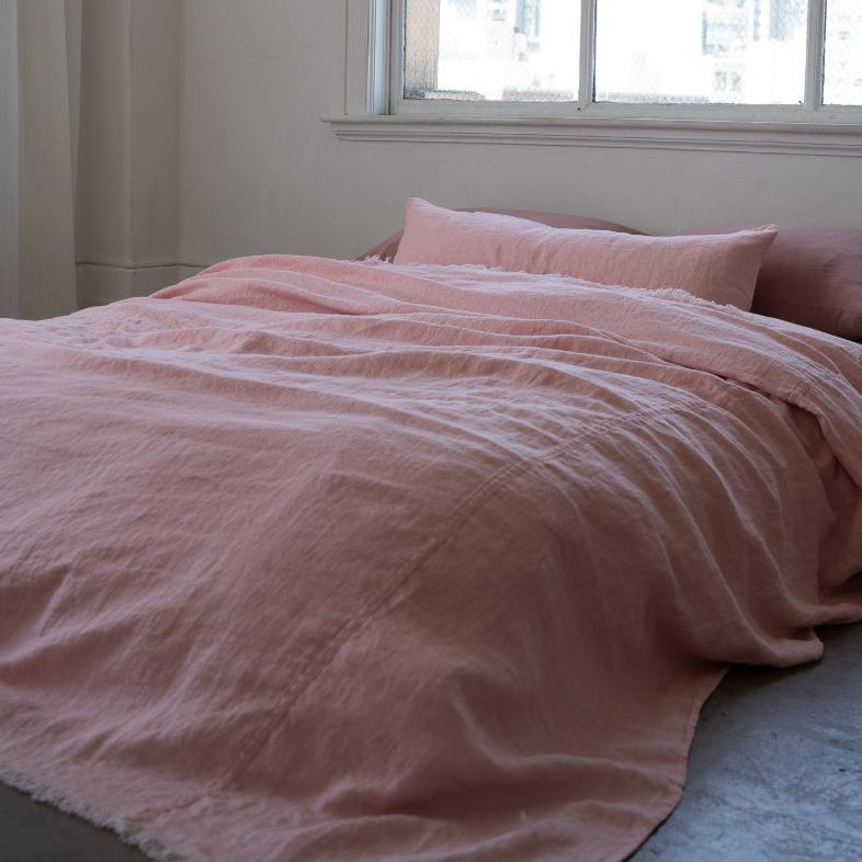 European Linen by Somn - bedspread in Fuchsia by window #colour_fuchsia