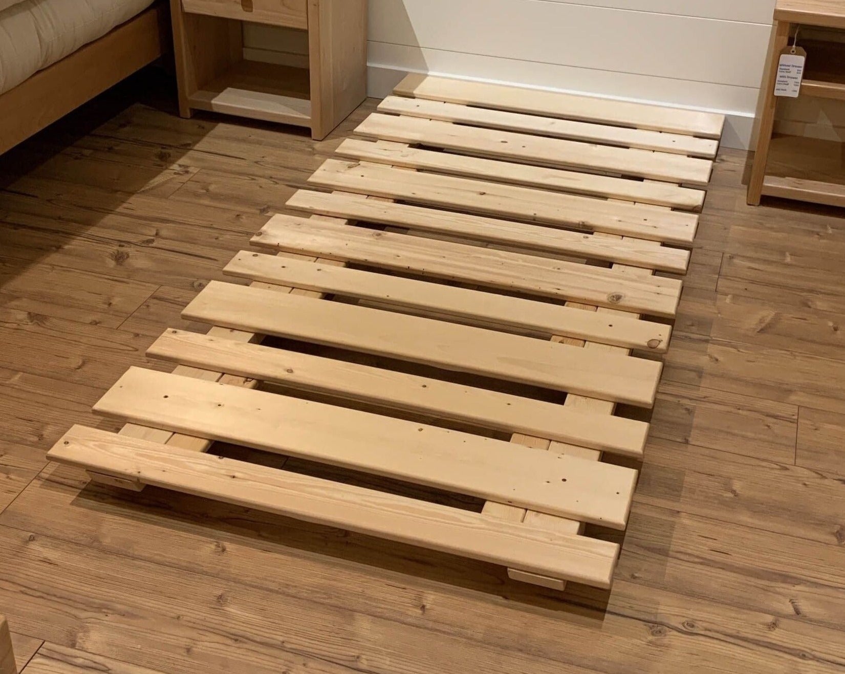 Magic Ultra Low Platform Bed Frame with natural wood slats at a perfect spacing for optimized ventilation