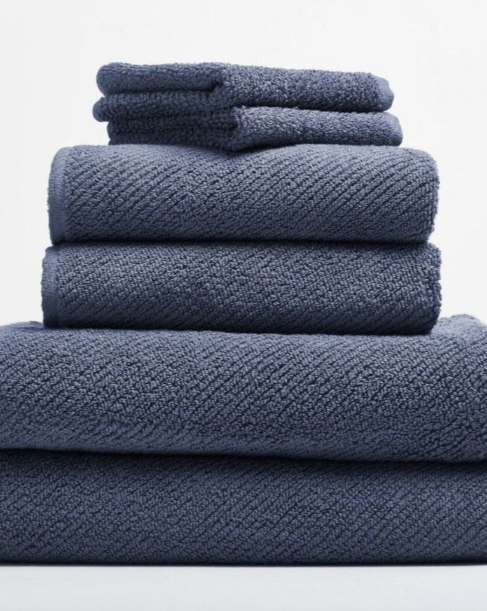 Coyuchi Organic Air Weight Towel - stacked #color_french blue