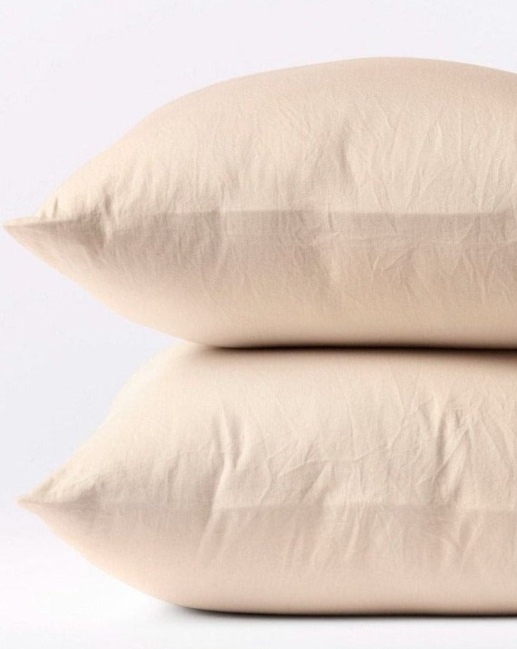 Coyuchi Organic Cloud Soft Sateen Pillowcase - stacked #colour_chai