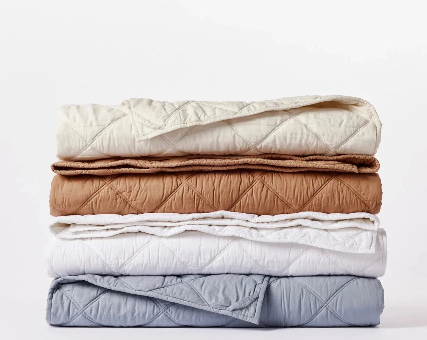 Coyuchi Organic Diamond Stitched Comforter - all colours stacked #colour_stacked
