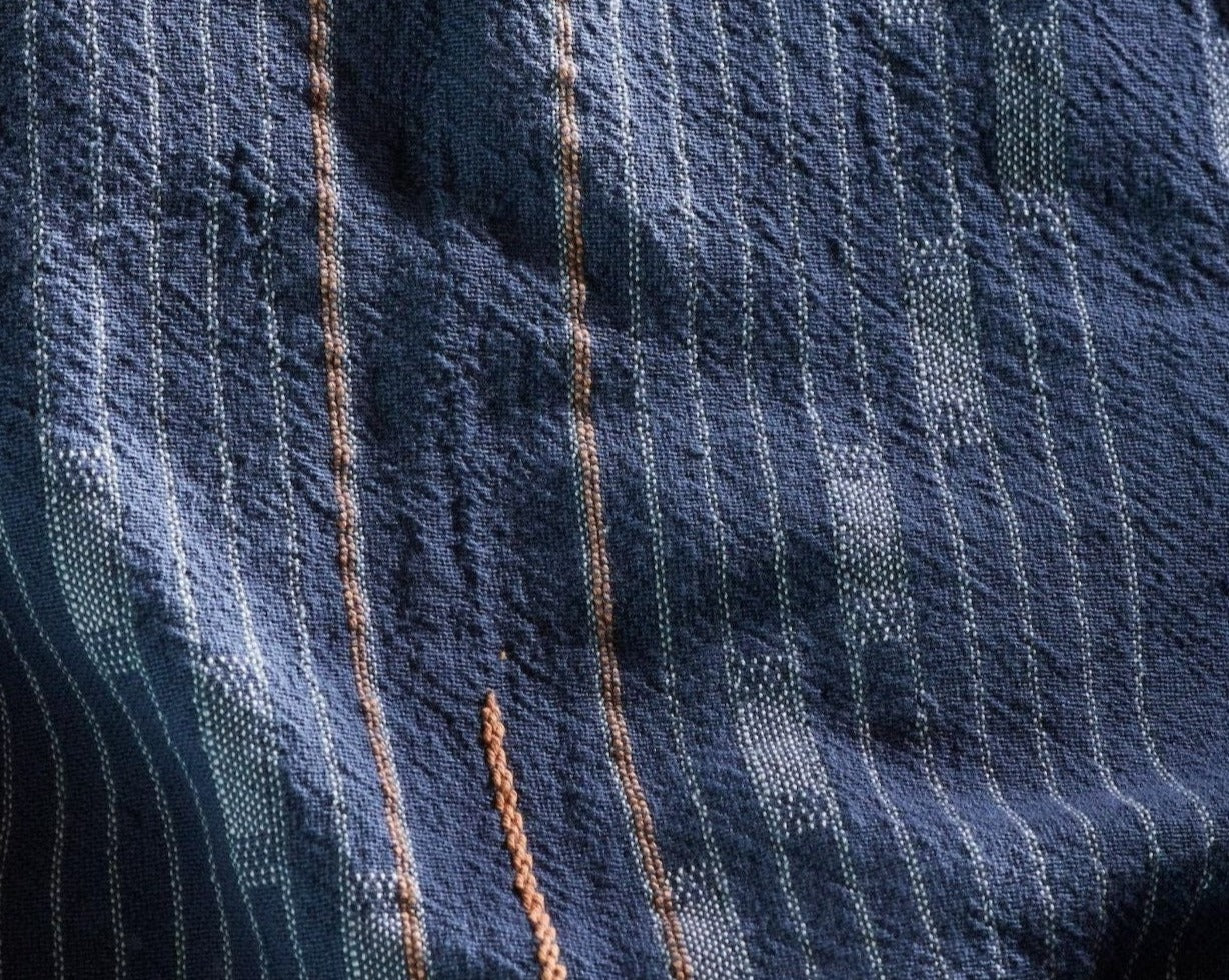 Coyuchi Organic Morelia Duvet Cover - close up of texture #colour_moonlight blue