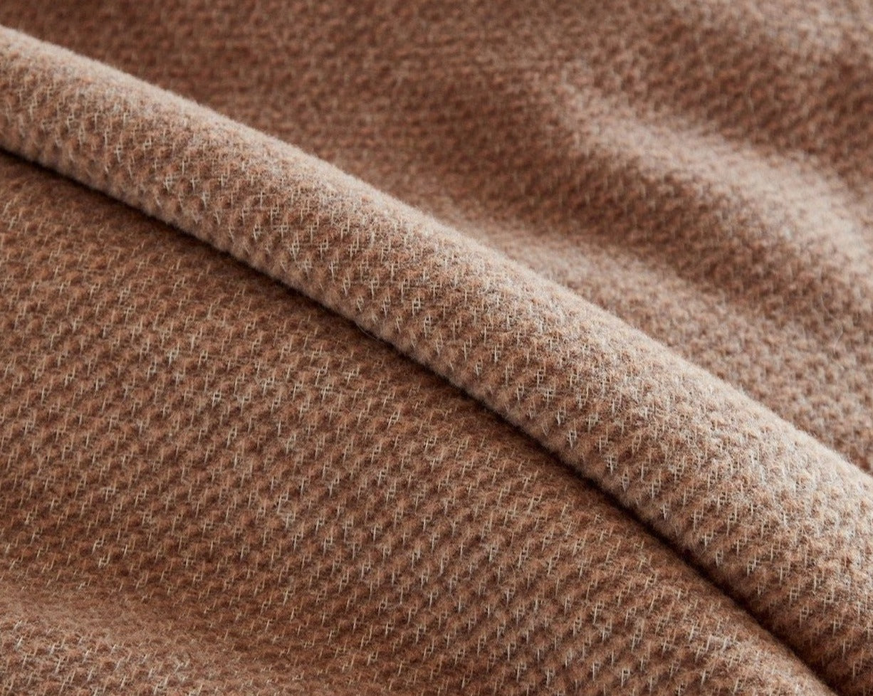 Coyuchi Organic Sequoia Cotton Wool Blanket - close up of texture #colour_Sandalwood