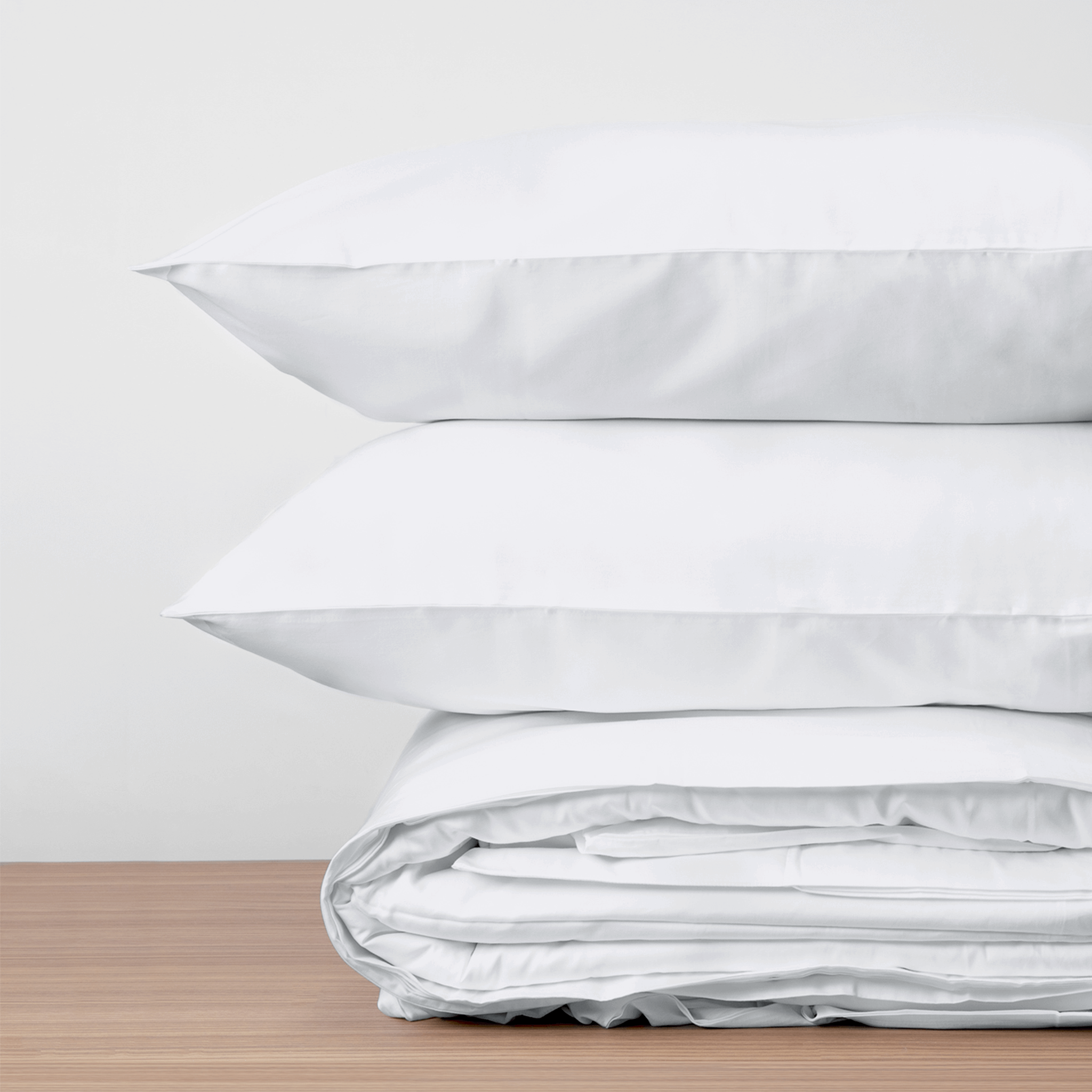 Homebird Organic Cotton Sateen Duvet Cover and Pillowcases - stacked #colour_white