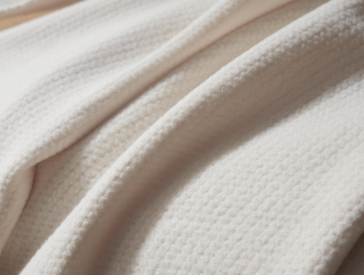 Coyuchi Organic Sequoia Cotton Wool Blanket - close up of texture #colour_undyed