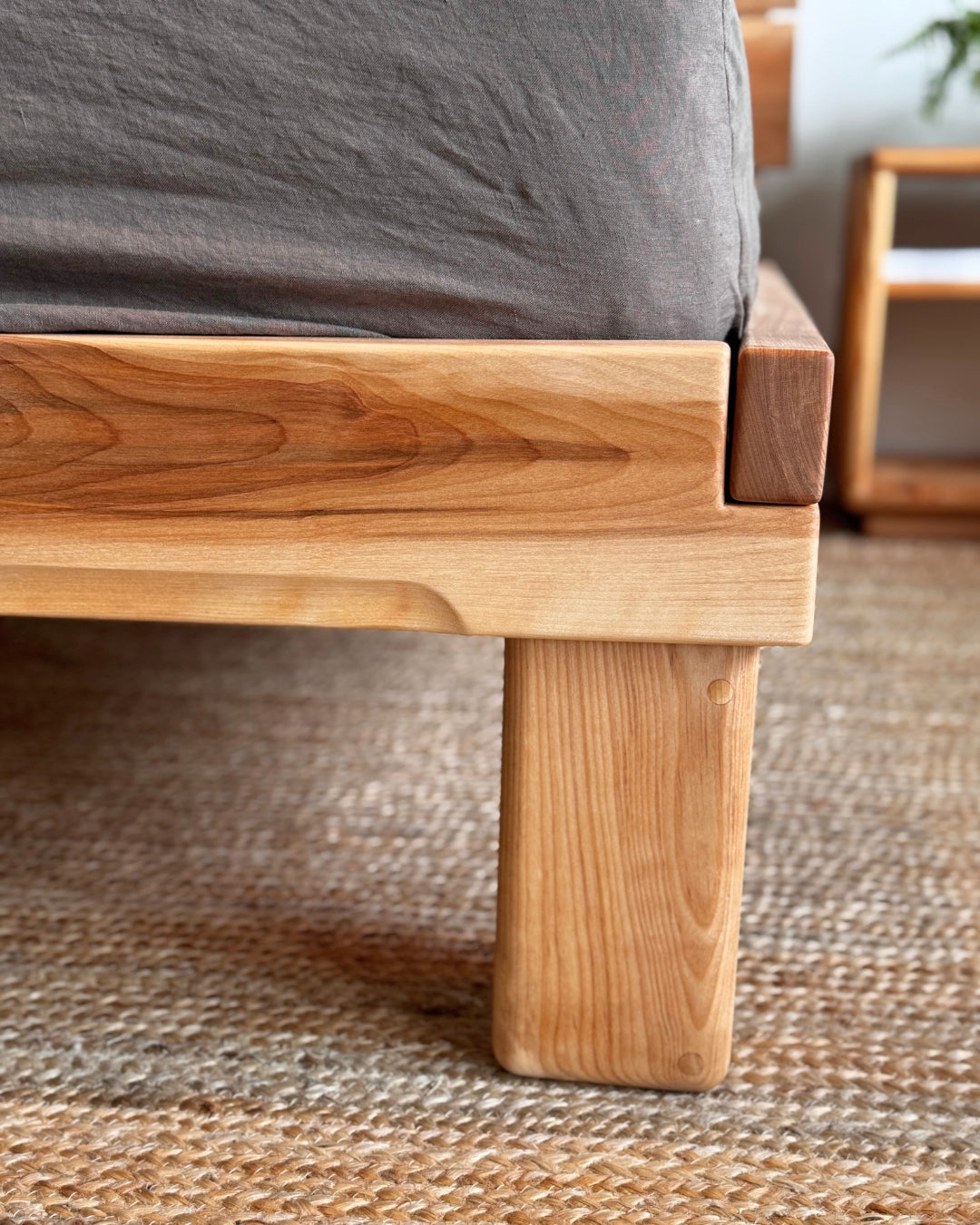 Adrift Birchwood North Bed Frame - close up of legs and corner of frame