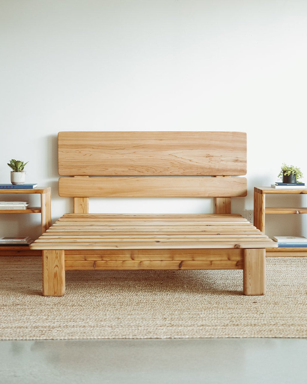 Adrift Cedar Crest Bed Frame - with head board and matching bedside tables on both sides