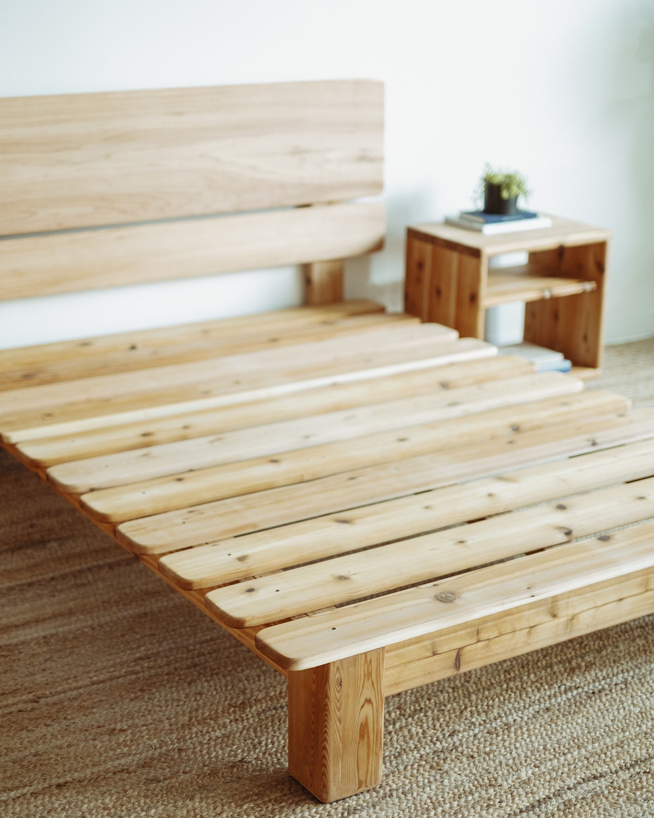 Adrift Cedar Crest Bed Frame - with headboard and matching bedside table