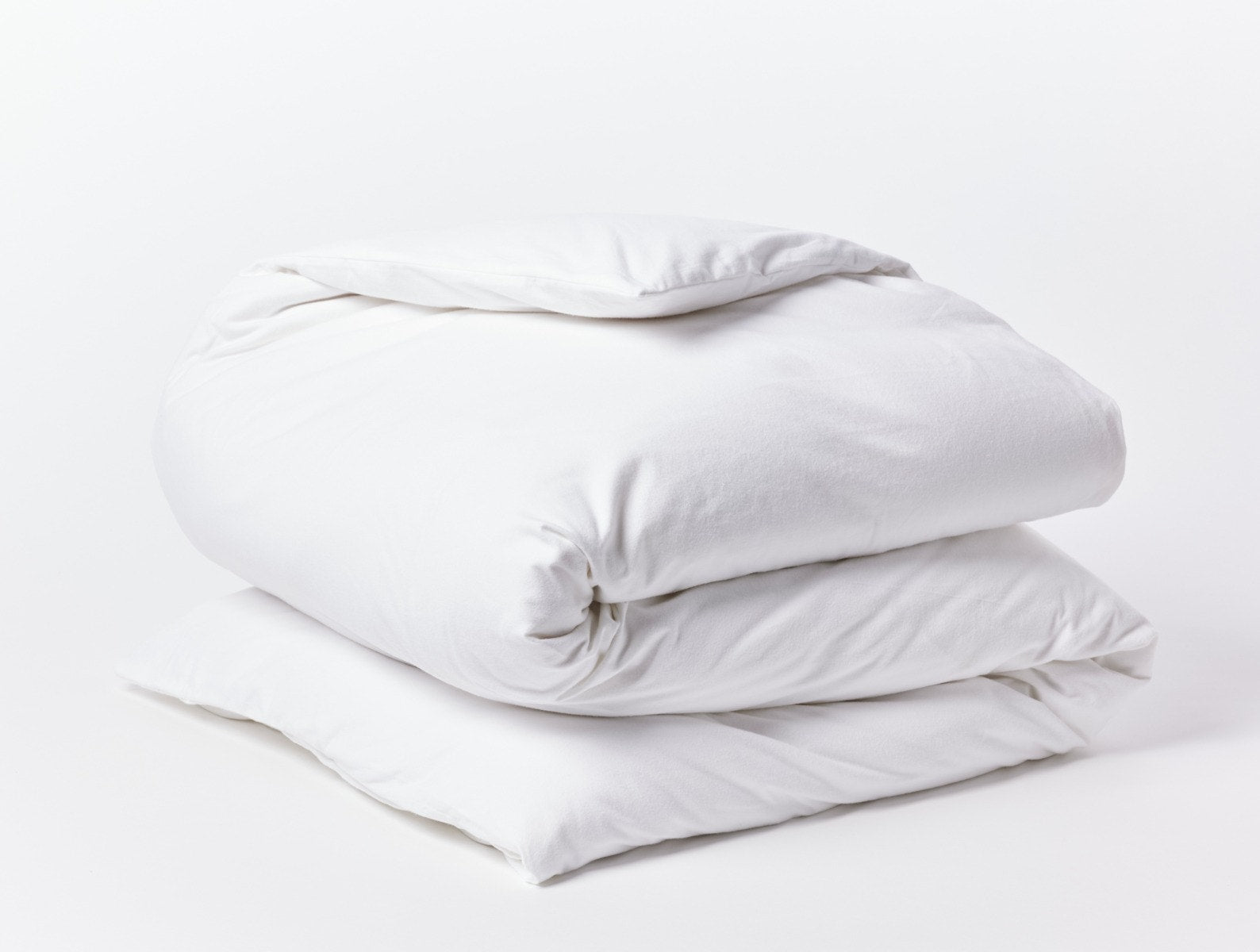 Coyuchi Organic Cloud Brushed Flannel Duvet Cover - folded #colour_alpine white