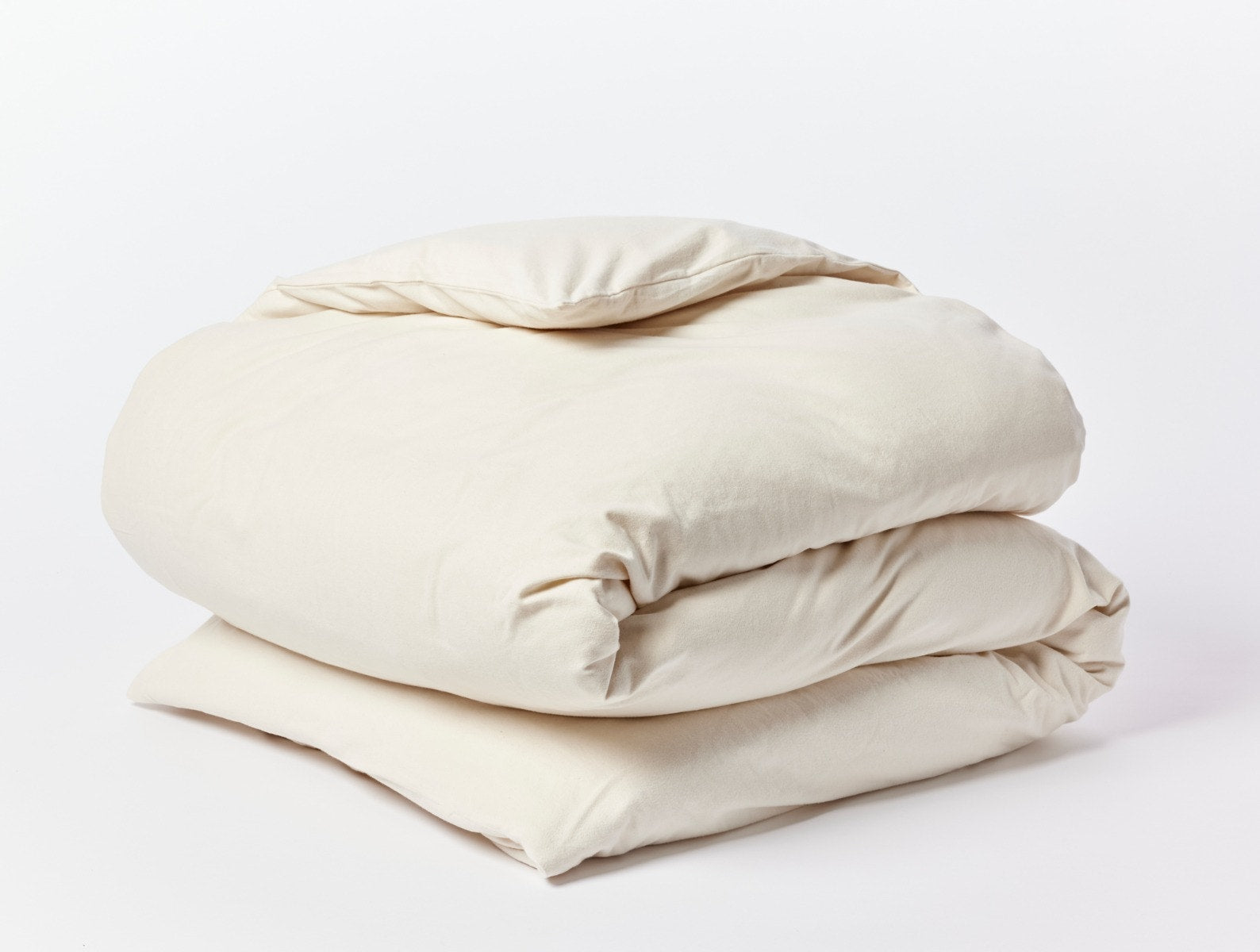 Coyuchi Organic Cloud Brushed Flannel Duvet Cover - folded #colour_undyed