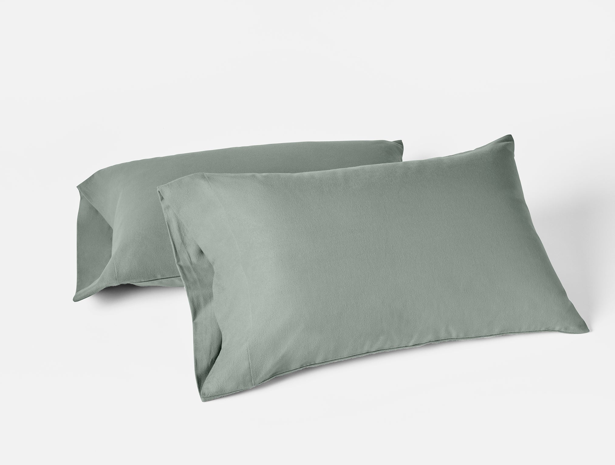 Coyuchi Organic Cloud Brushed Flannel Pillowcase - stacked #colour_sage