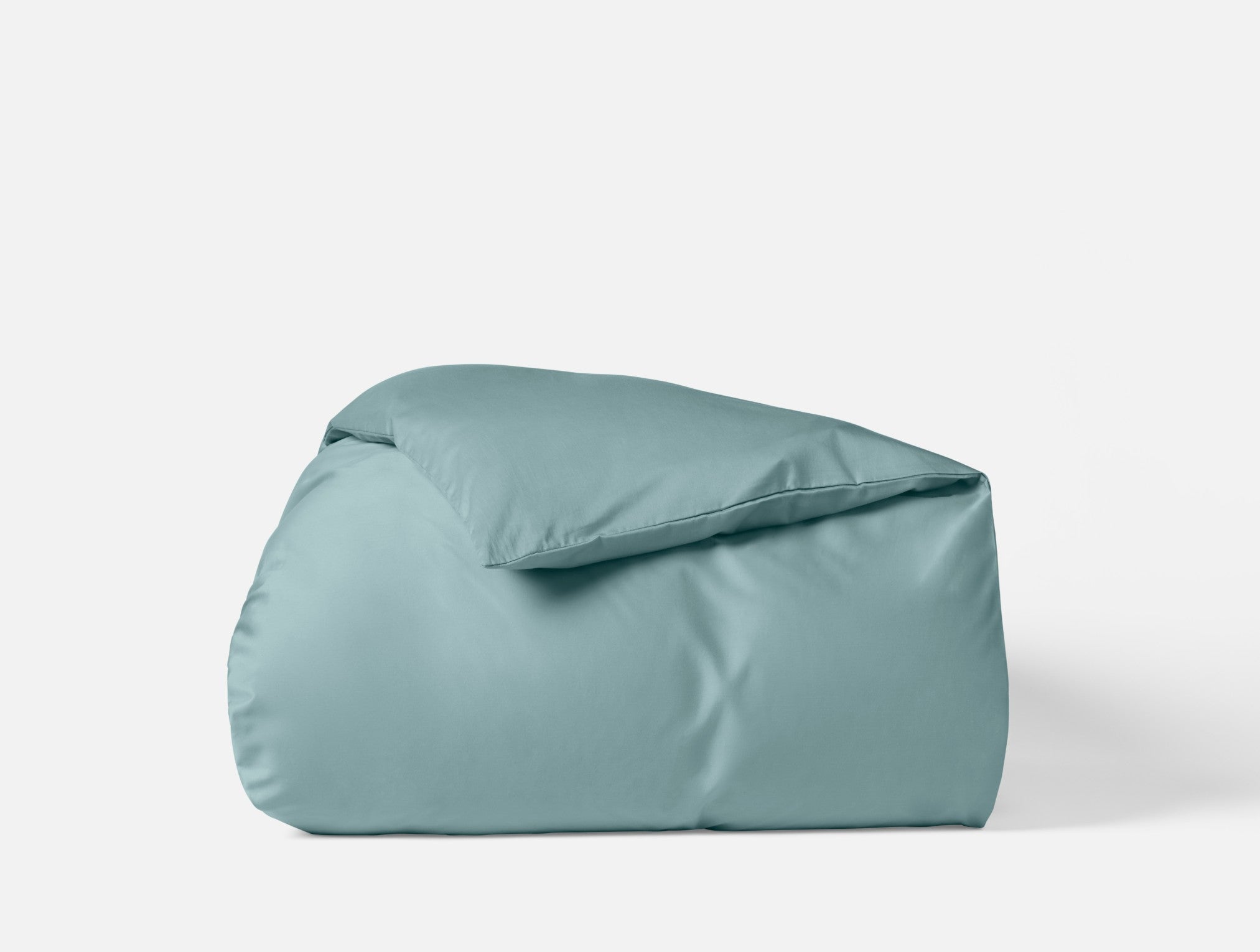 Coyuchi Organic Cloud Soft Sateen Duvet Cover - folded #colour_pacific blue