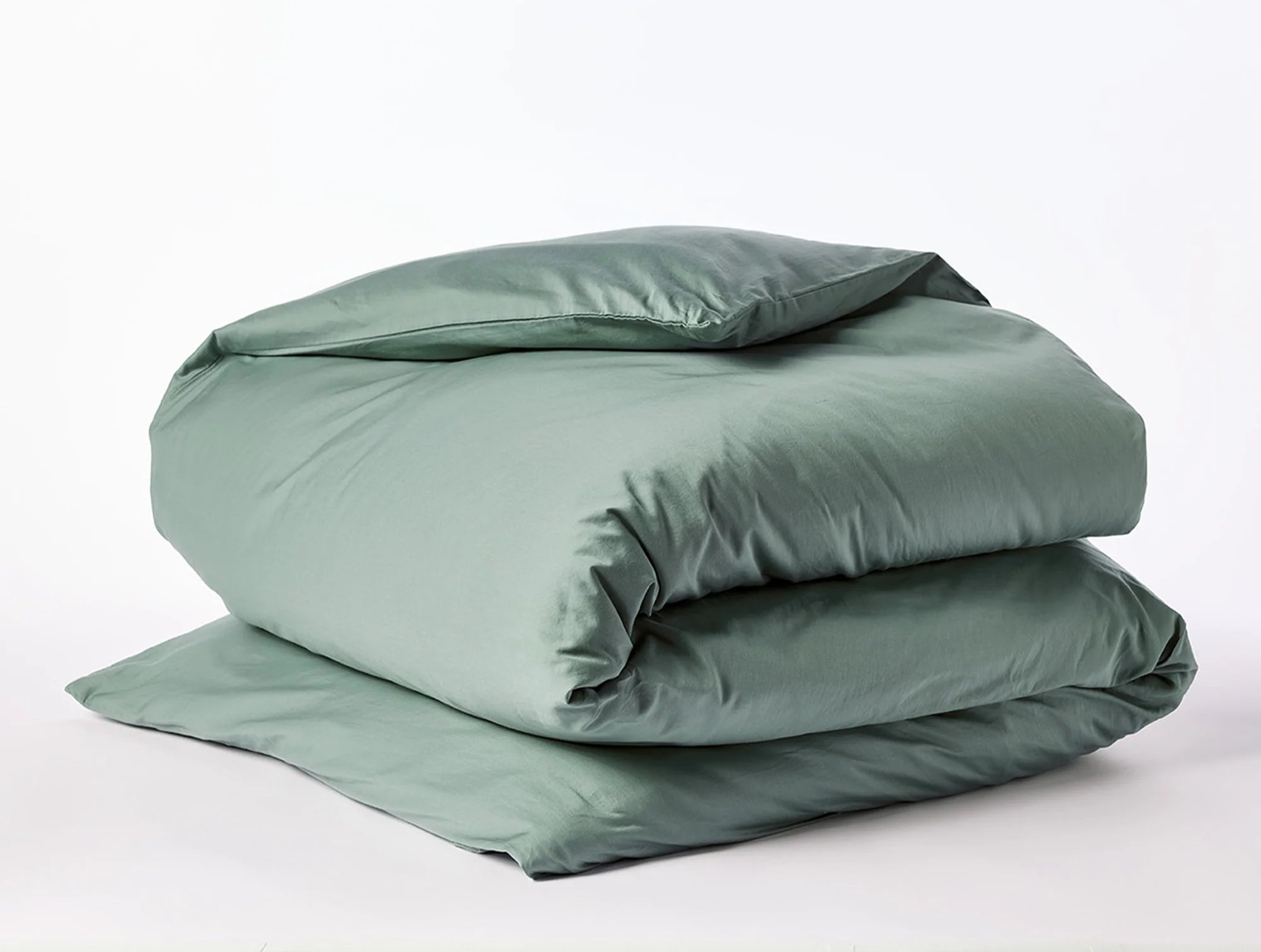 Coyuchi Organic Cloud Soft Sateen Duvet Cover - folded #colour_sage